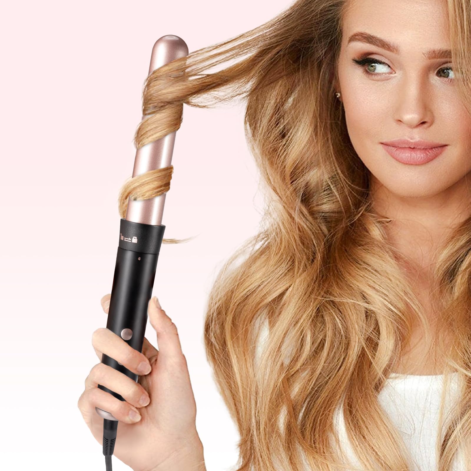 Carehabi Rizador Pelo Ondas, Tenacillas para Rizar el Pelo 5 en 1 con 5 Cabezales Intercambiables, LCD, 4 Temperaturas 160-230 °C, Calentamiento 10 s, Revestimiento Cerámico, 100-240 V