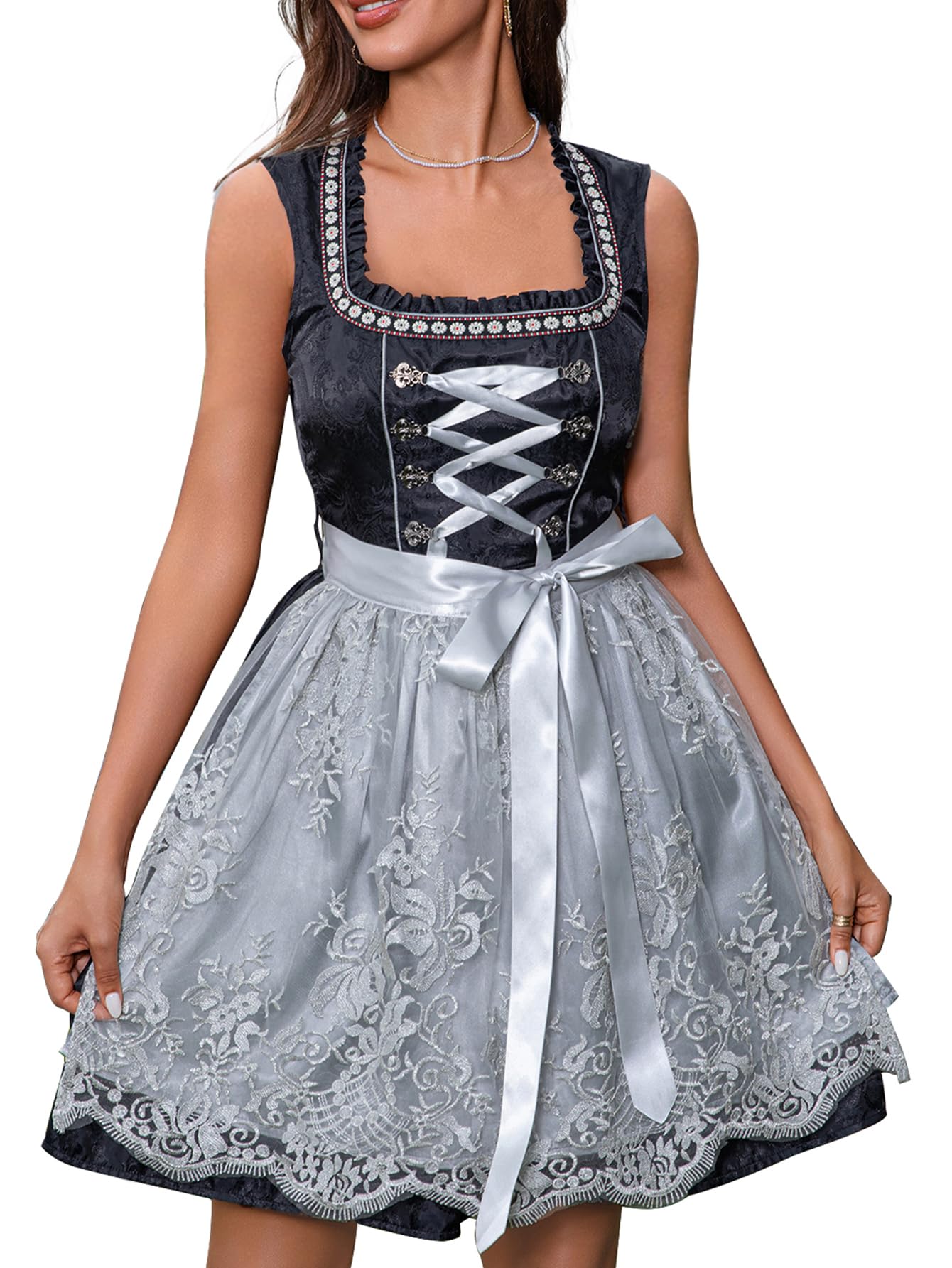 Aibaowedding Dirndl Damen Klassisches Dirndl für Damen Elegantes Trachtenkleid Perfekt für Oktoberfest Karneval Volksfeste