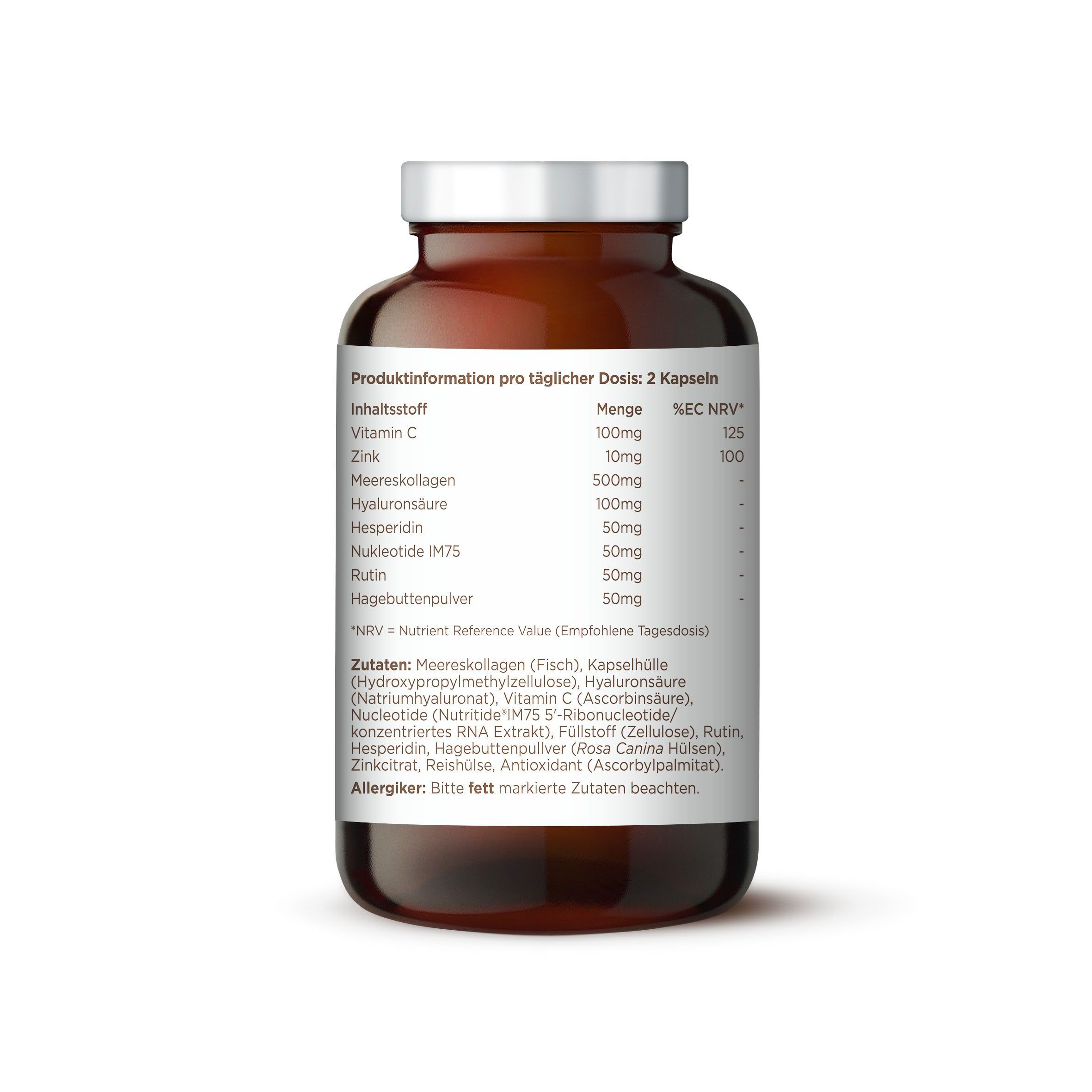 BioCare Collagen Complex, 60 Kapseln | Vitamin C & Zink mit Marine Collagen, Hyaluronsäure & Nukleotiden