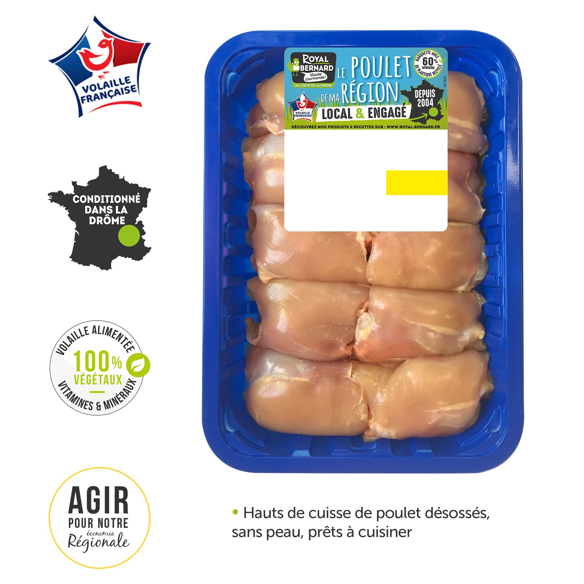 Royal Bernard - Assortiment Plaisir - Colis de 4 Savoureux Produits de Volaille - 6 merguez de volaille + 1 barquette de sauté de poulet + 6* filets de poulet + 4* cuisses de poulet fermier