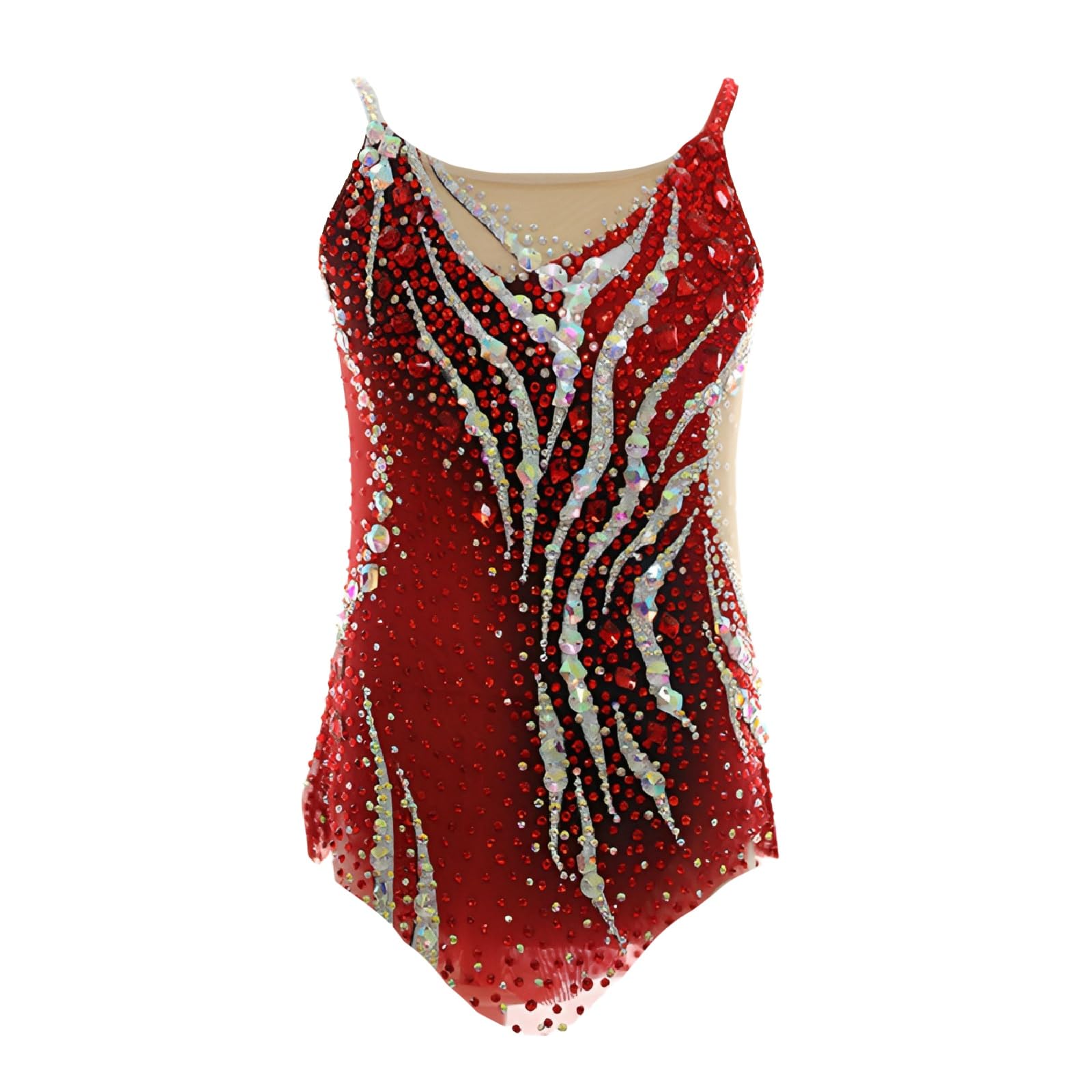 Trykoty Do Gimnastyki Artystycznej Dla Dziewczynek Kobiet Rhinestone Bez Rękawów Sukienka Na Zawody Gimnastyczne Konfigurowalna
