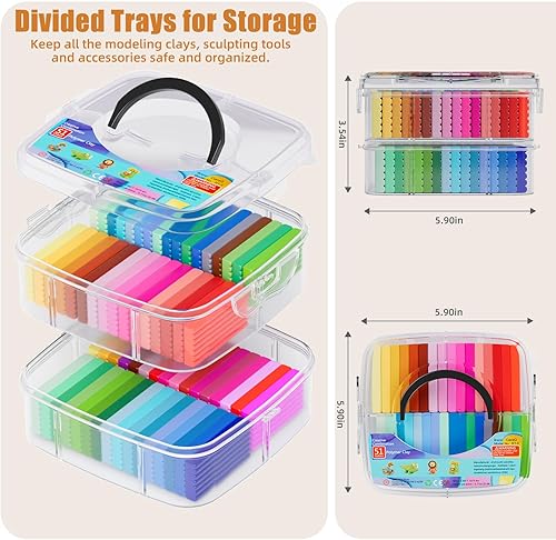 Miniatura 5 de Polymer Clay 51 Colors, CiaraQ Modeling Clay for Kids, Oven Bake Clay with Sculpting Tools, Non Toxic, Ideal for Sculpture, Crafting, DIY Projects.