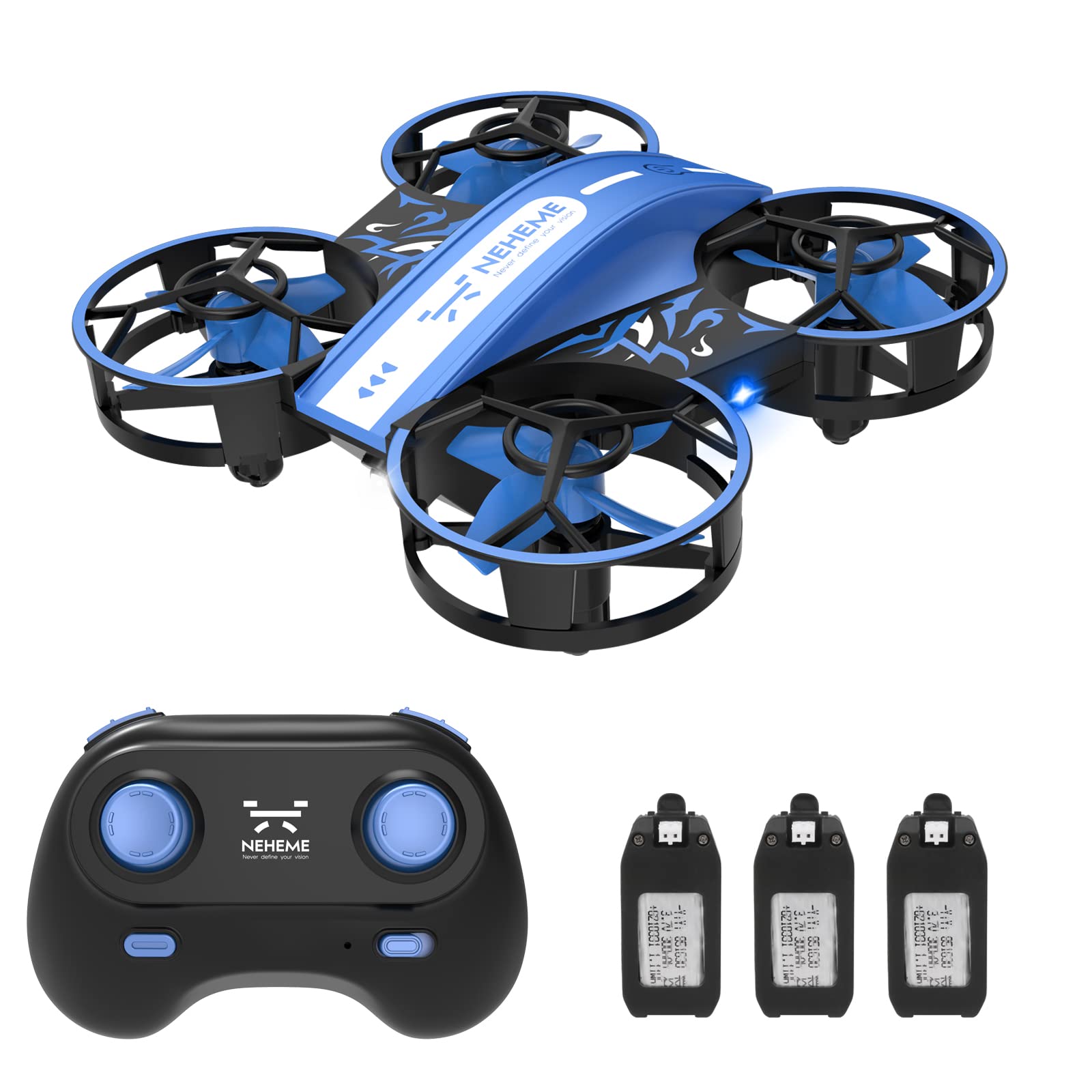 NEHEMENH330 Drones for Kids with 3 Batteries Long Flight Time, Mini Flying Quadcopter Drone with Auto Hover, Headless Mode, 3D Flip and Throw to Go, Easy to Fly RC Toys/Gift for Boys Girls Blue