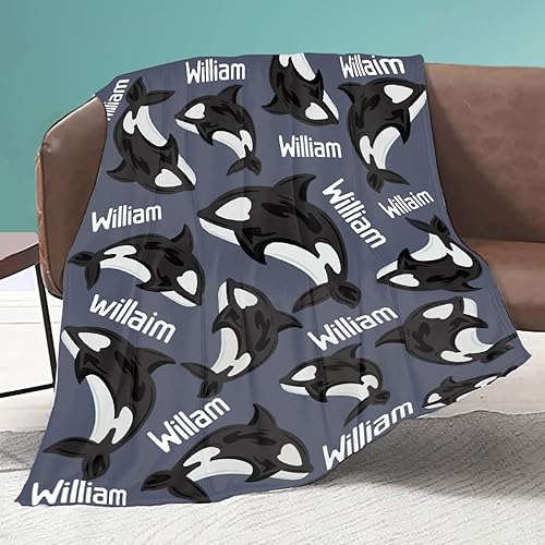 Mantas personalizadas de Orcas, añade tu propio texto, acogedoras y ligeras, mantas decorativas de felpa para perros, gatos, niños y niñas, regalo