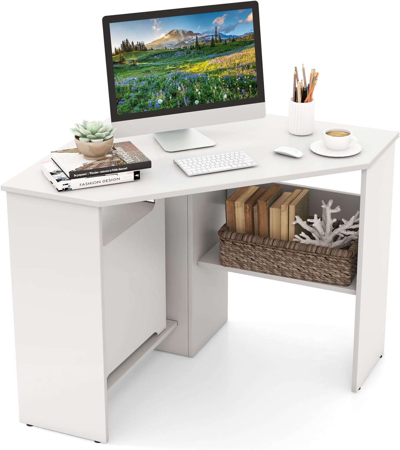 Bray Corner Home Office Desk Color White Finish Amazon.co.uk Home