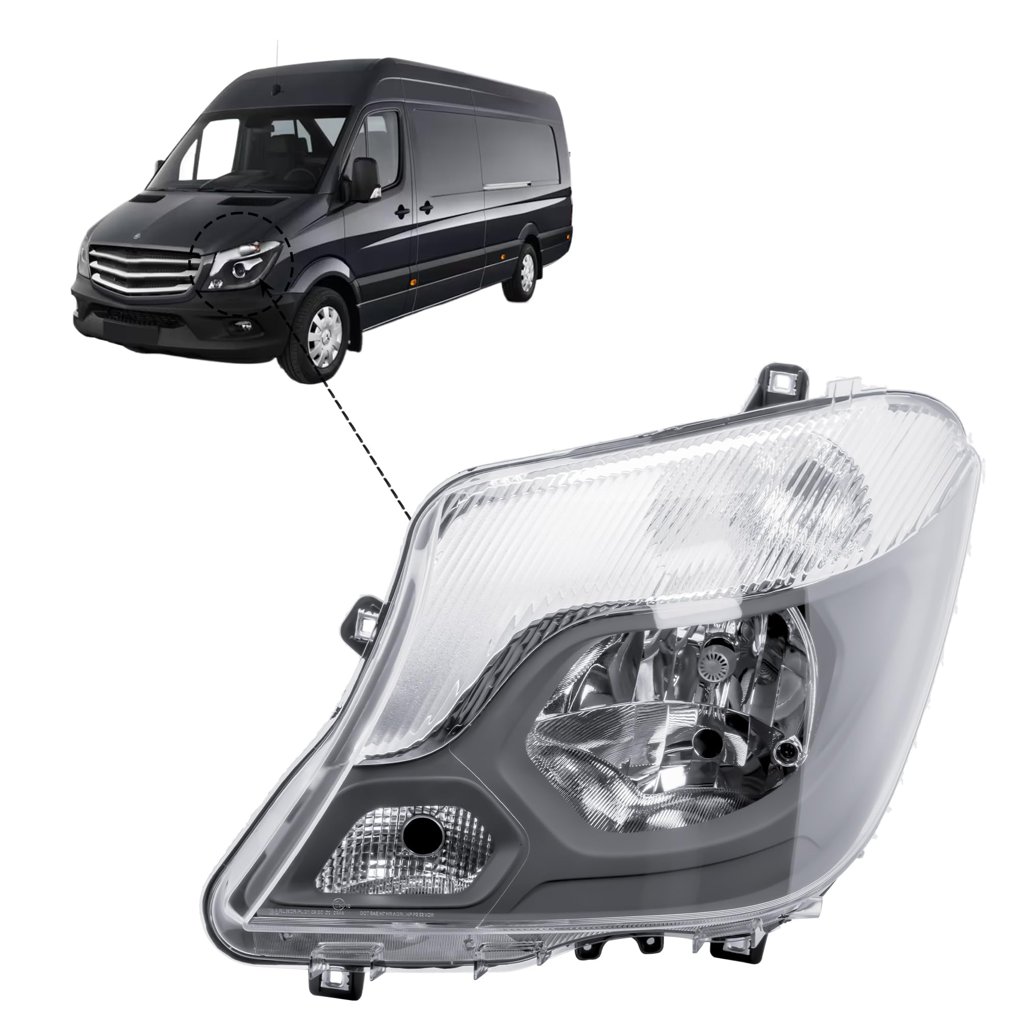 LONGLING Faro anteriore Faretto Anteriore Sinistro con Motore per Mercedes Sprinter W906 2014-2018
