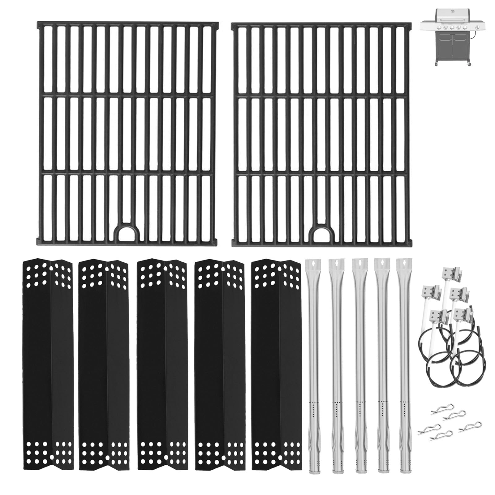 Photo 1 of BBQration Grill Parts Kit for Expert Grill 5 Burner 720-0968, Grill Grate, Heat Shield and Burner Kit for Expert Grill Parts 720-0968C, Expert Grill Replacement Parts 5 Burner XG19-101-002-03