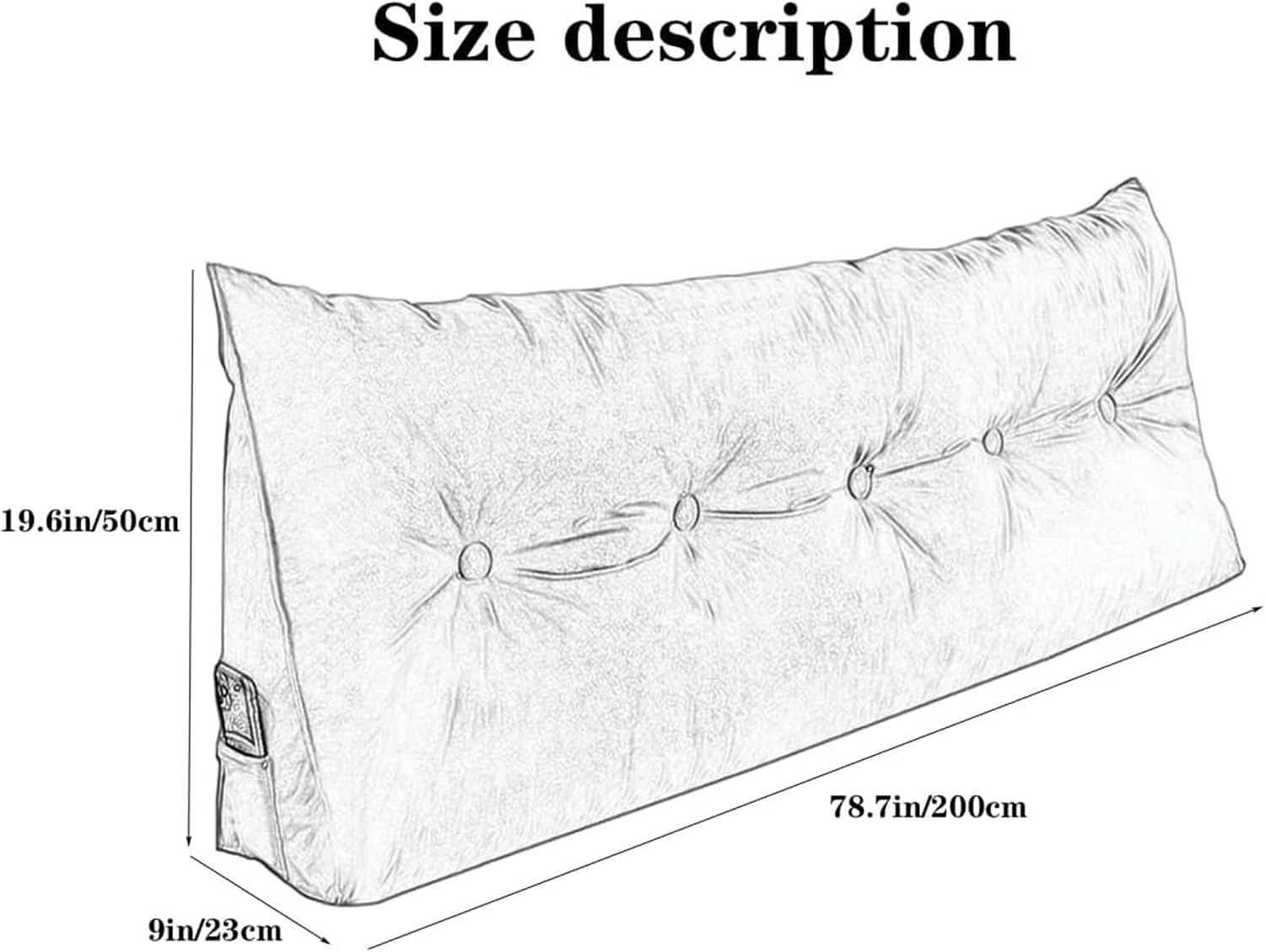 Soft Reading Bed Rest Pillow Large Bolster Cushion Velvet Headboard Backrest Triangular Wedge Pillow Neck & Lumbar Support for Dorm Room Daybed Full Size, 78.7in/200cm(King), Brown