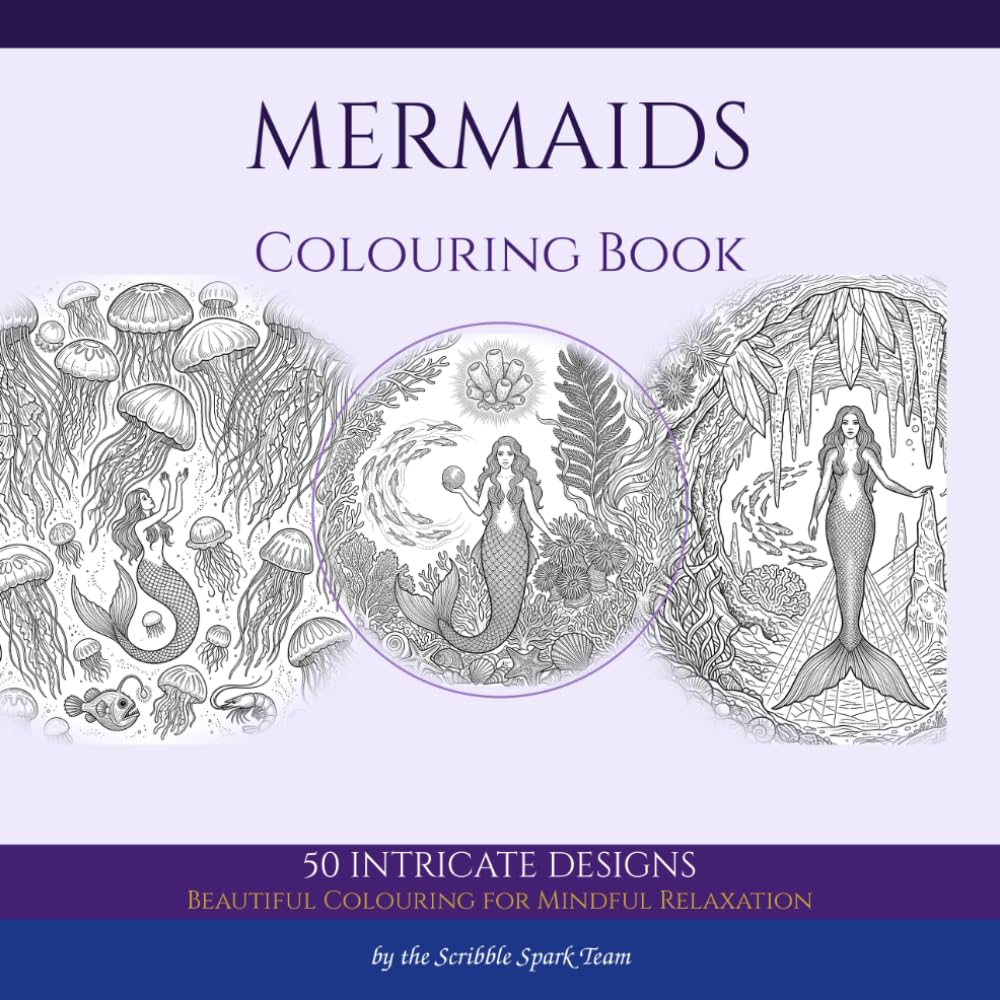 Mermaids: 50 Enchanting Mermaid Designs to Color: A Detailed Underwater Fantasy Coloring Book for Adults and Teens