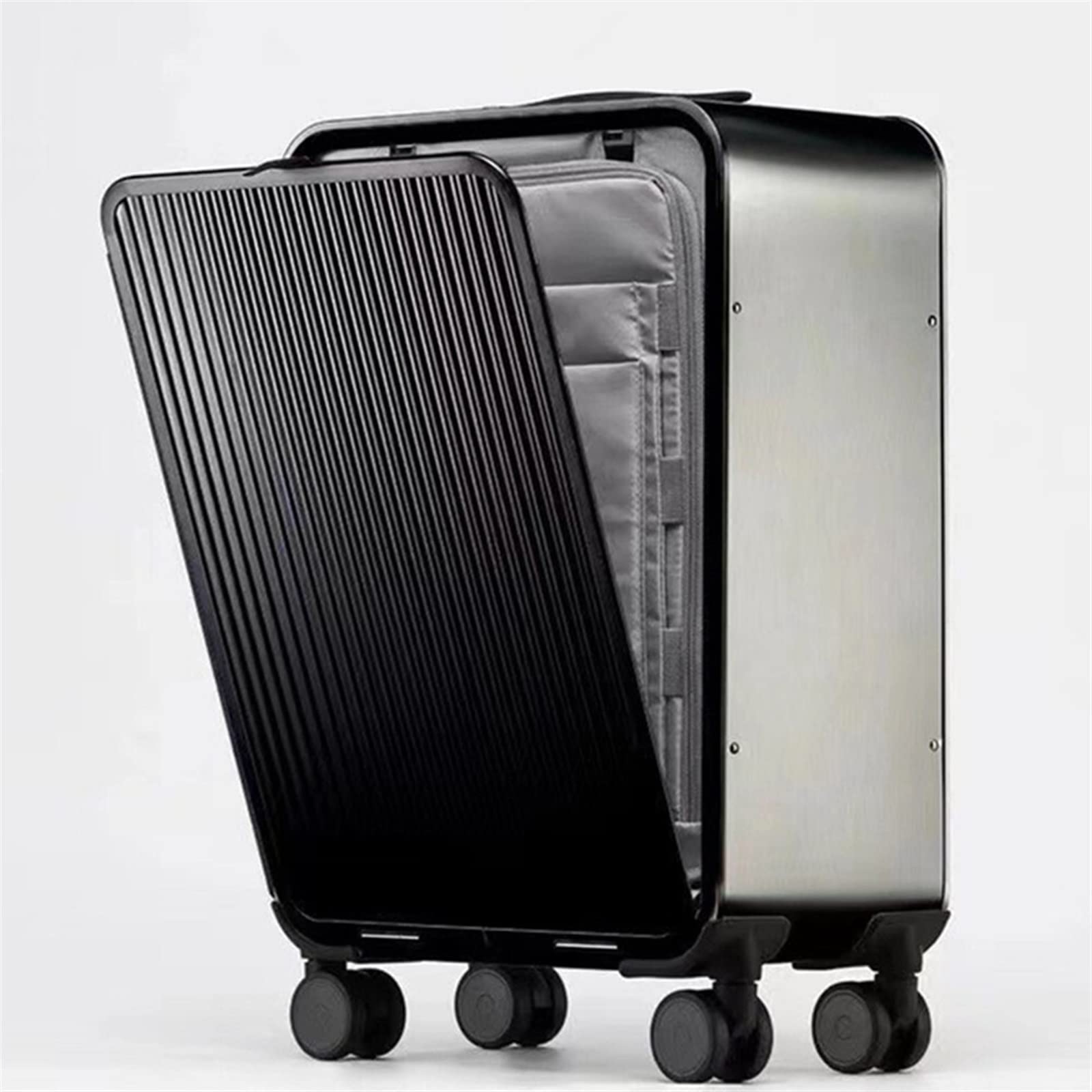 Estuche rígido Equipaje Todo Aluminio Aleación de magnesio Maleta con Ruedas Maleta de Negocios Equipaje de Viaje Contraseña Caja Bolsa para computadora portátil Apertura Frontal E