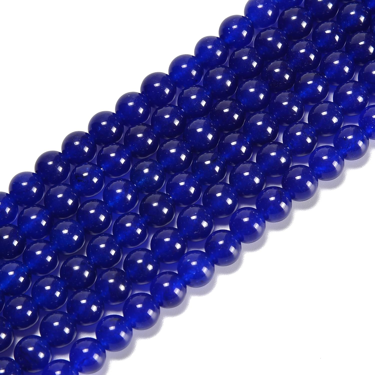 10mm Sapphire Blue Dyed Jade Smooth Round Natural Gematone Loose Beads for Jewelry Making DIY Findings 1 Strand 15" - Image 3