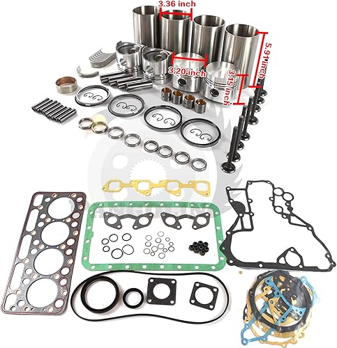 Miniatura 7 de PANGOLIN V1702 V1702B Kit de reconstrucción del motor para Kubota Junta de revestimiento de pistón Bobcat 743 733 pieza de repuesto