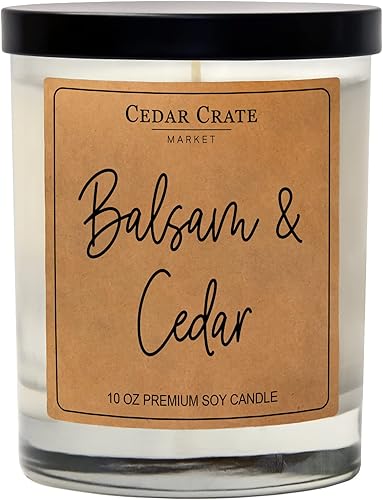 Cedar Crate Market - Velas de bálsamo y cedro para el hogar - Velas perfumadas de cera de soja regalos para mujeres y hombres, velas de aromaterapia