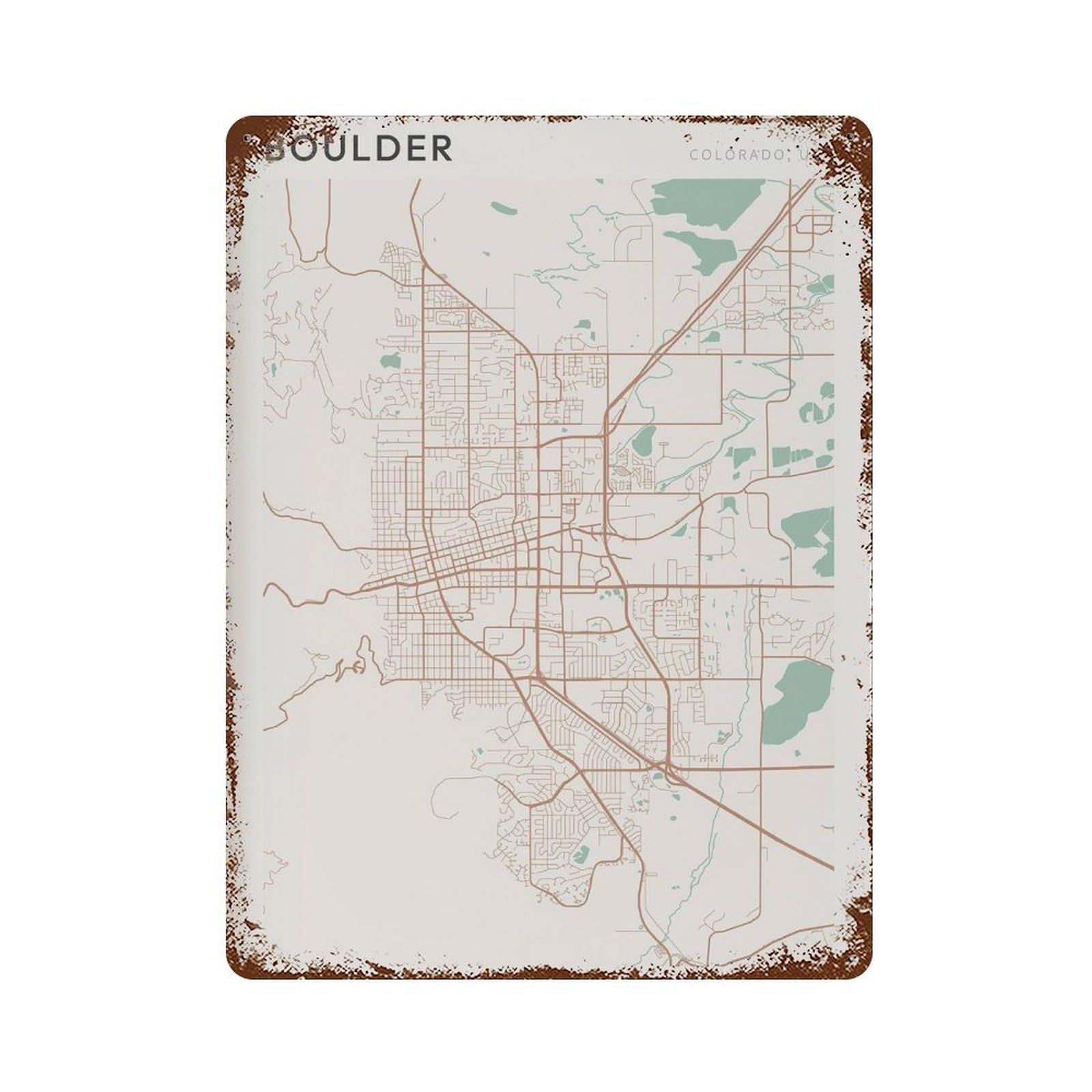 xiaoxiaoshen Boulder Map Colorado Travel Gift Farmhouse Decor (2) Wall Decor Art Metal Tin Poster Modern Home Decor Art Home Bar Shop Decorations Vintage Sign 40x30cm
