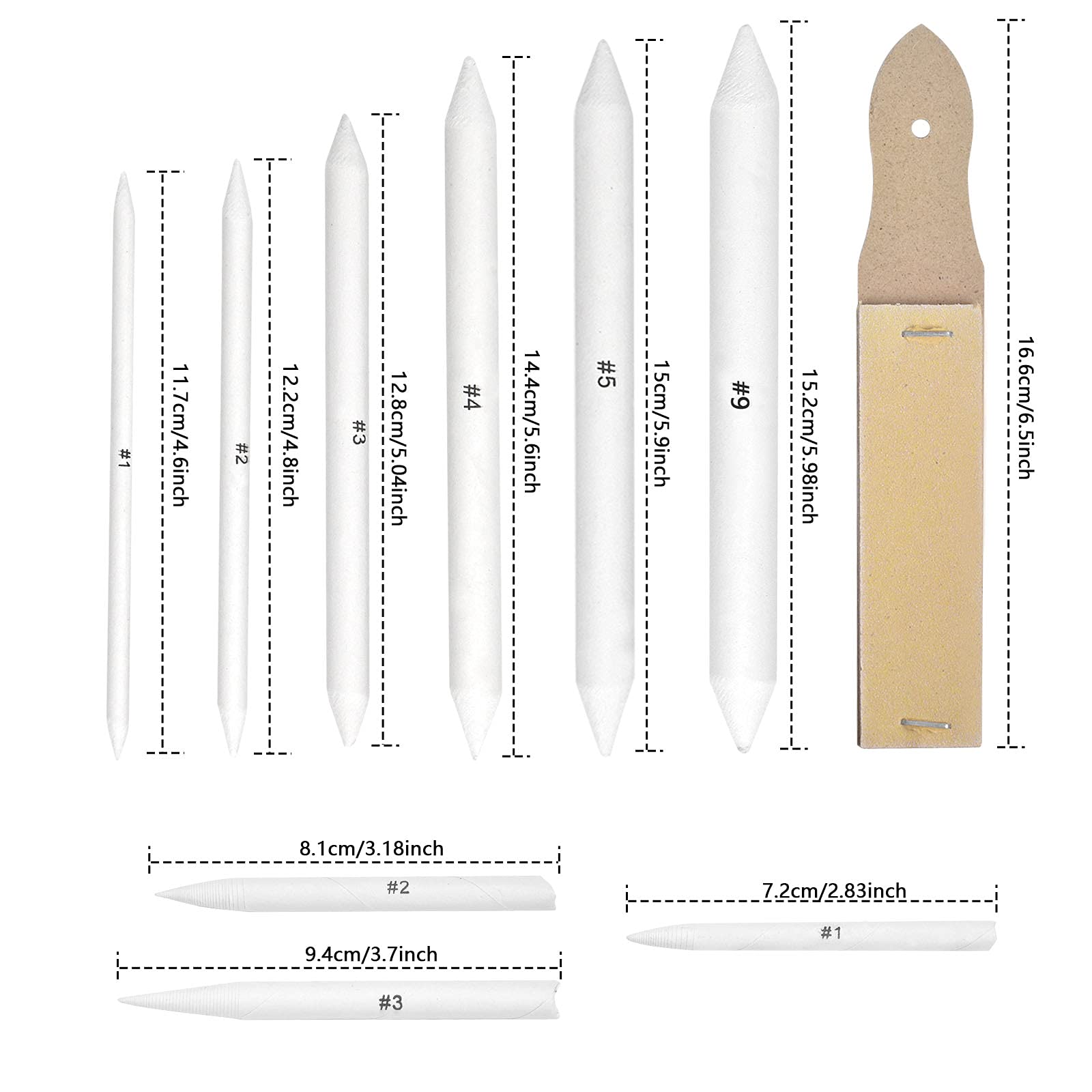 Kit 13 Estompes Et Tortillons Wisebom Avec Taille-Crayon - Pour Dessin Fusain, Crayon