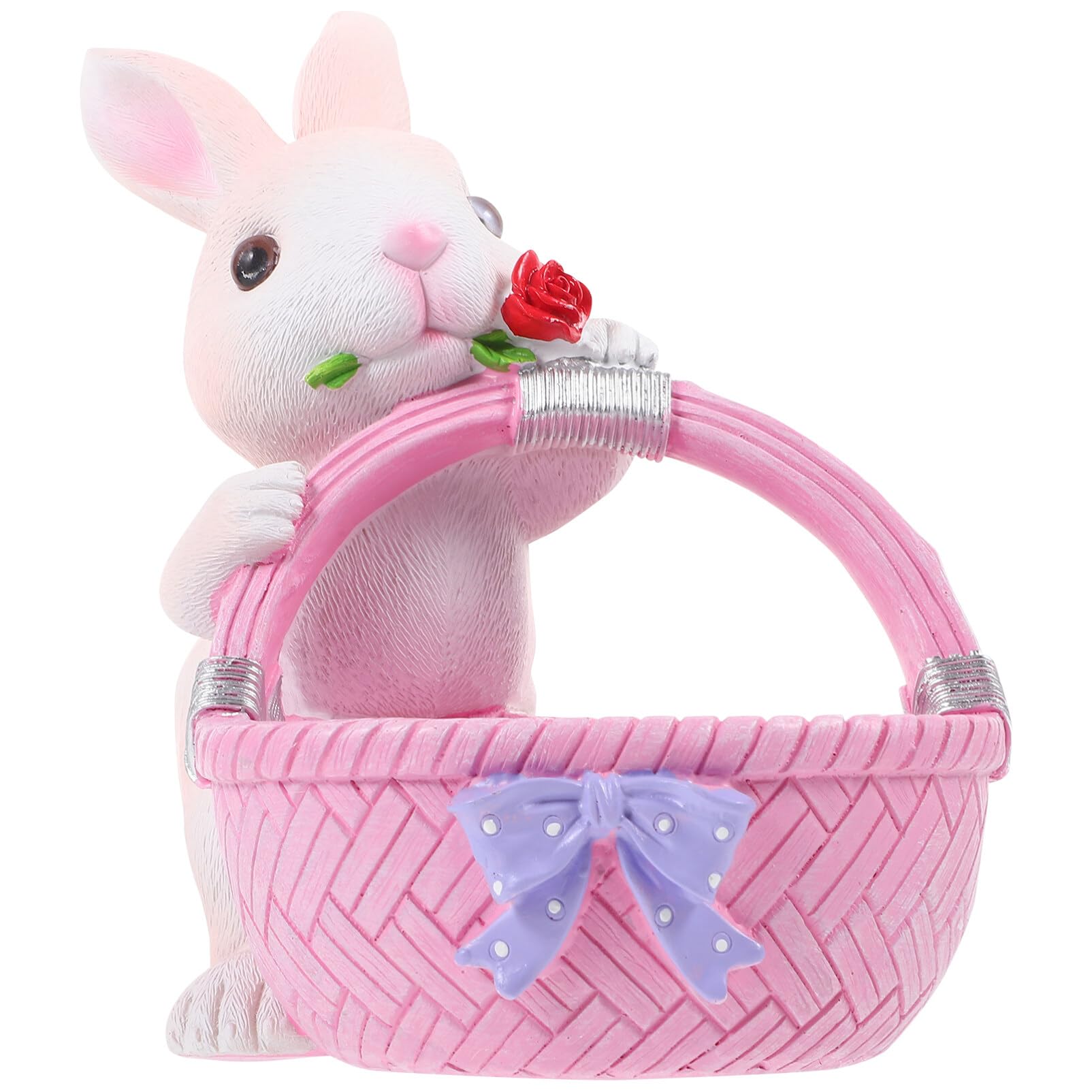 STOBAZA Décoration De Pâques Résine Statue De Lapin Panier pour Bureau Ornement De Bureau Forme De Lapin Cartoon pour Fête De Pâques