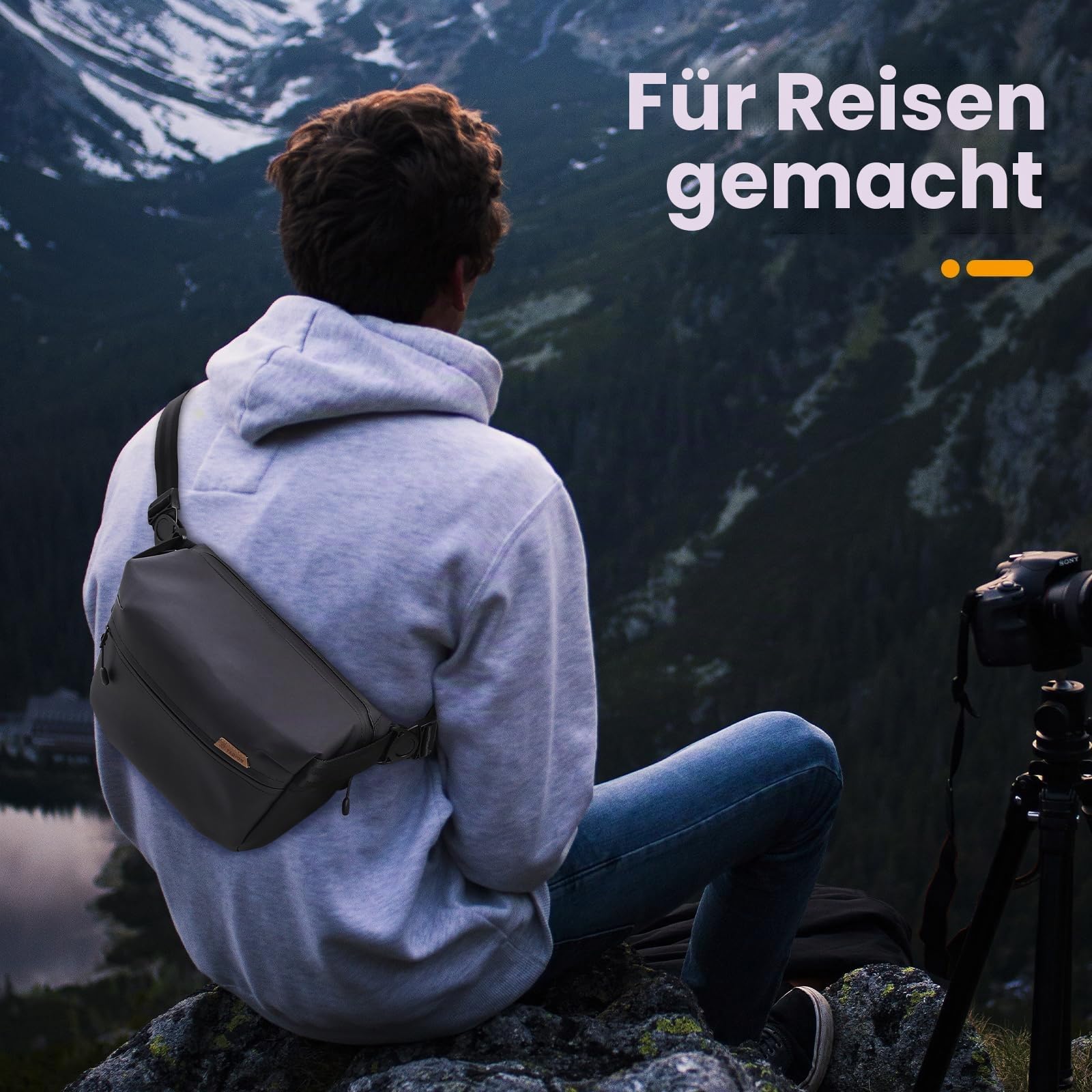 TARION Kameratasche Sling Kamera Schultertasche: Wasserdicht DSLR Fototasche Spiegelreflexkamera Tasche SLR Kamera Umhängetasche mit Trennwände für Kameras Objektive Zubehör