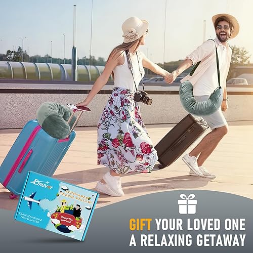 Miniatura 8 de EZ4UVOY Almohada de cuello de viaje rellena con ropa, almohada de cuello rellenable para viajes, bolsa de almacenamiento de almohada de viaje