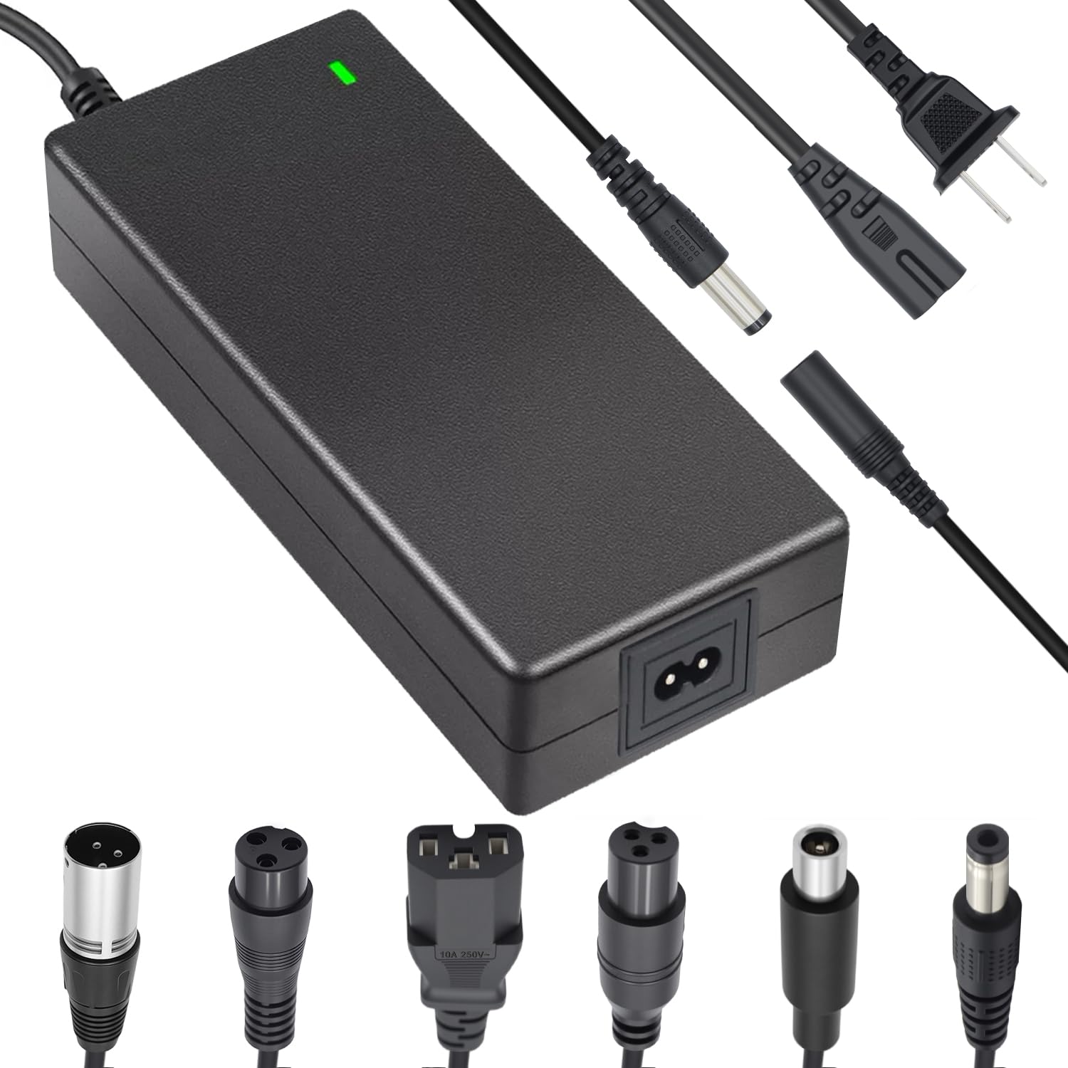 JICTTIPN 54.6V 2A Fast Charger with 7-in-1 Plugs 48V Electric Scooter Charger Universal Battery Charger Compatible with Jetson Gotrax Voyage GXL Razor Ninebot Segway Hiboy & More