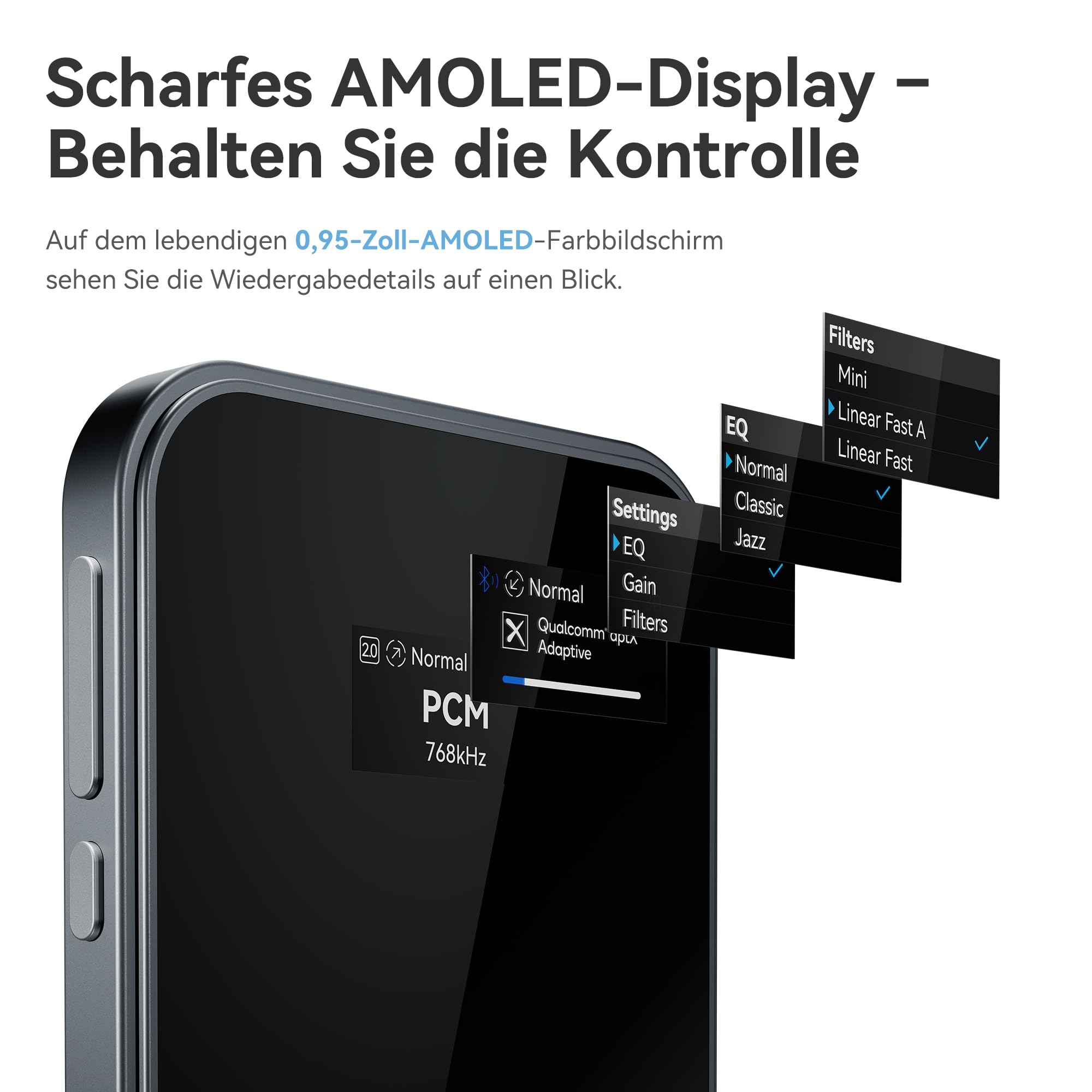Khadas Tea Pro DAC Kopfhörerverstärker – Tragbarer Bluetooth Kopfhöreramp, Hi-Res Verstärker MagSafe DAC Amp, 0,95" Display, ES9039Q2M, 2100 mAh, USB-C auf 3,5/4,4 mm, PCM 768 kHz/32 Bit, DSD512 Audio
