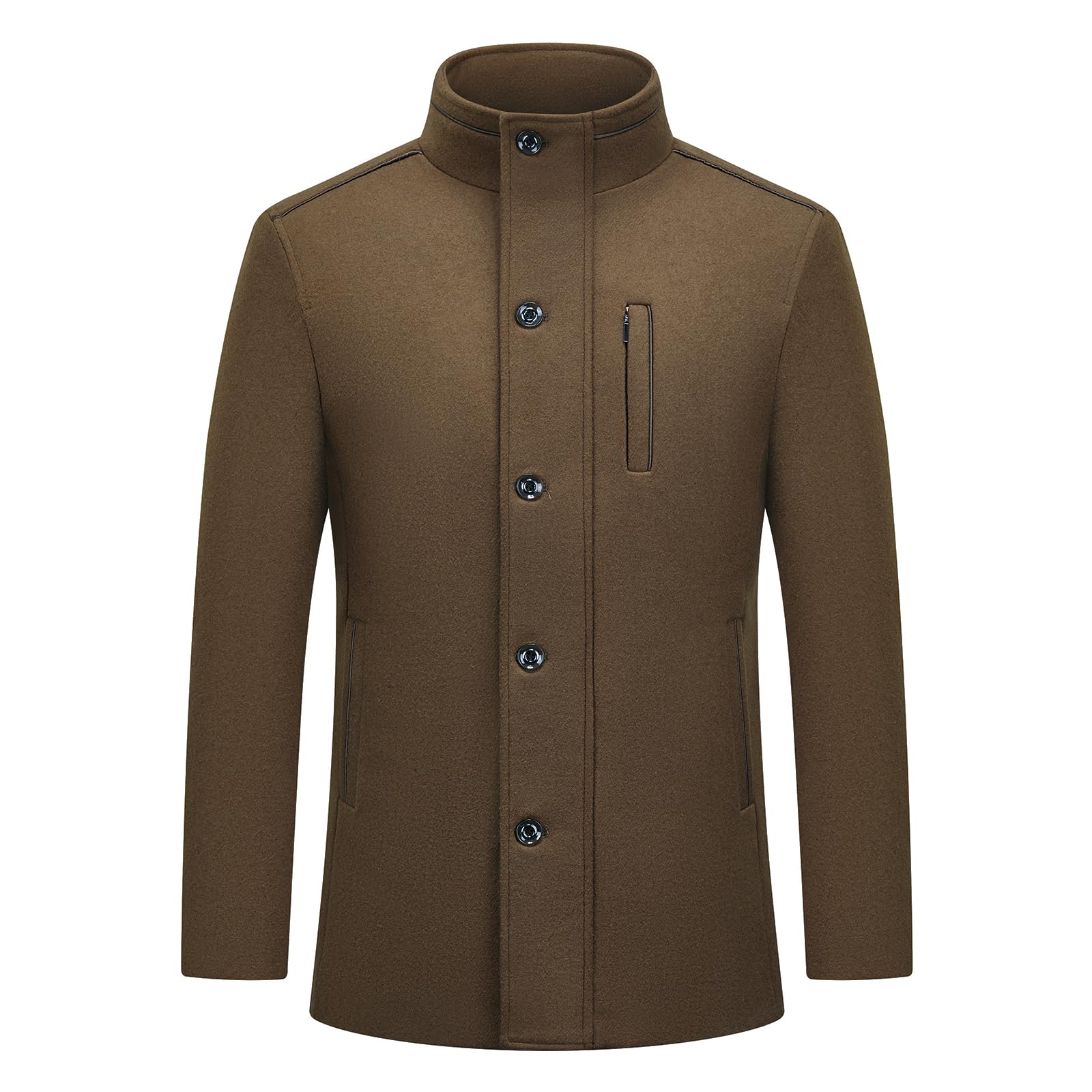 MODFUL Manteau en laine pour homme, longueur moyenne, chaud, manteau d'hiver, Peacoat, coupe ajustée, pour le travail