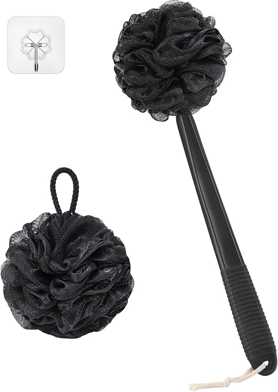 Escova para banho com cabo de plástico antiderrapante ROLIZOE, preta, 43,18 cm