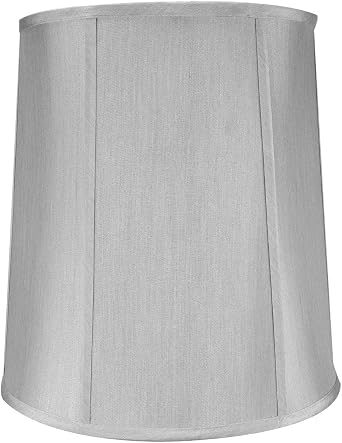 12x14x15" Prestige Drum Lampshade with Brass Spider Fitter - Perfect for Table and Desk lamps - Medium Drum Cylinder, Bavarian Grey Shantung Fabric