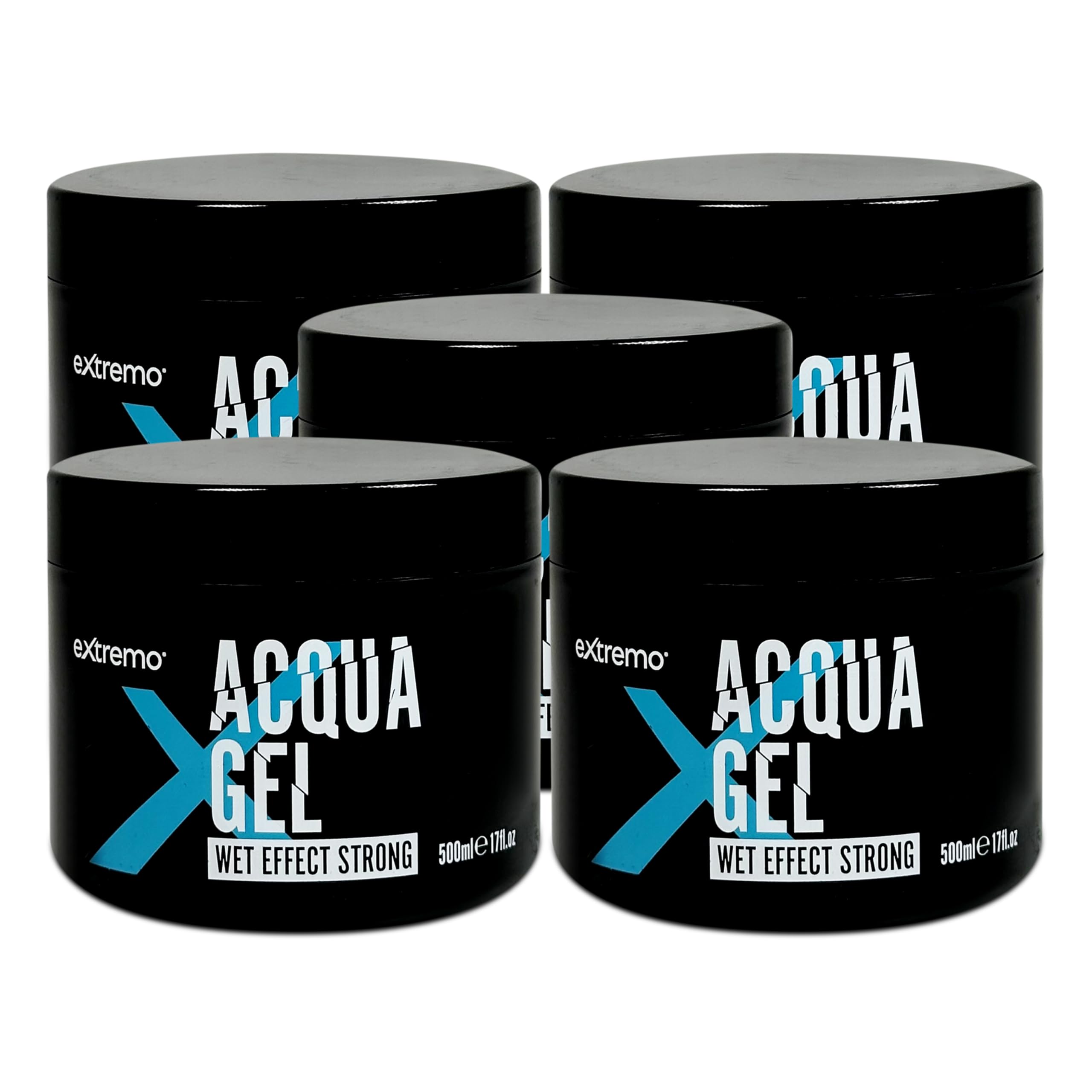 Gel Fijador Efecto Mojado 500 ml (5 Unidades) | Fijación Extra Fuerte y Sin Residuos para Todos los Cabellos – Brillo Húmedo Duradero