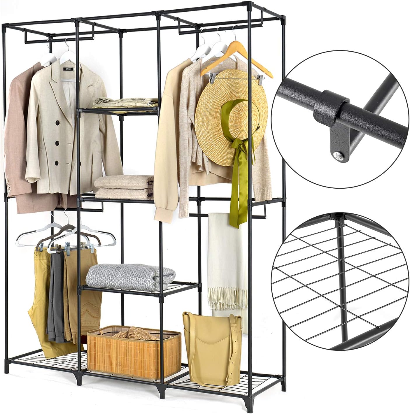 Flаѕh Dеаlѕ - 50% оƒƒ SONGMICS Wardrobe Closet, Non-Woven Fabric Clothes Closet, Mesh Shelves, Clothes Storage Organizer with Door, Black URYM34BK Frее Shірріng 🛒 SONGMICS Wardrobe Closet, Non-Woven Fabric Clothes Closet, Mesh Shelves, Clothes Storage Organizer with Door, Black URYM34BK