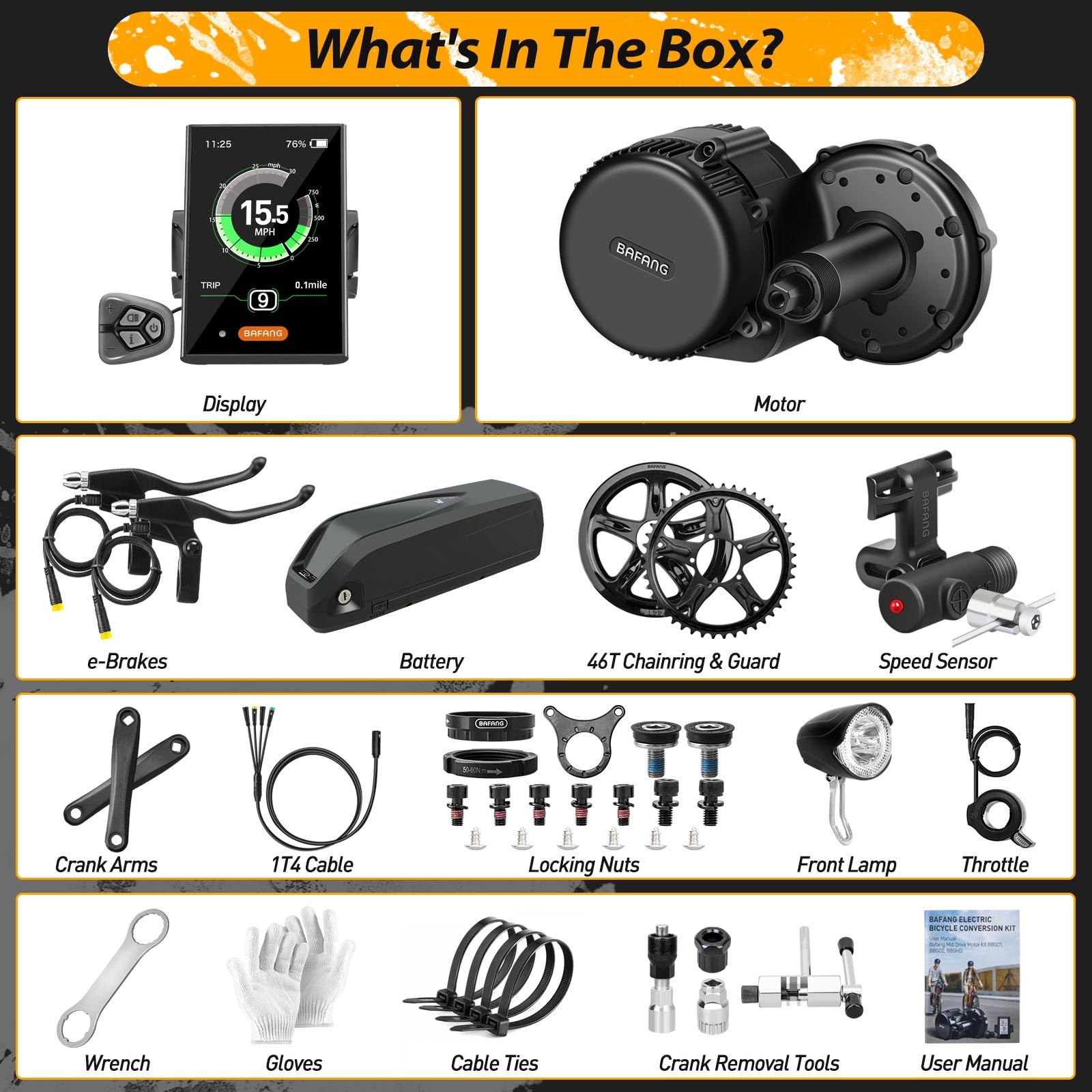 【高品質】Bafang 36V 250-350W 変換キット Amazon.com : BAFANG 250w 36V Central Motor with BBS01B Battery