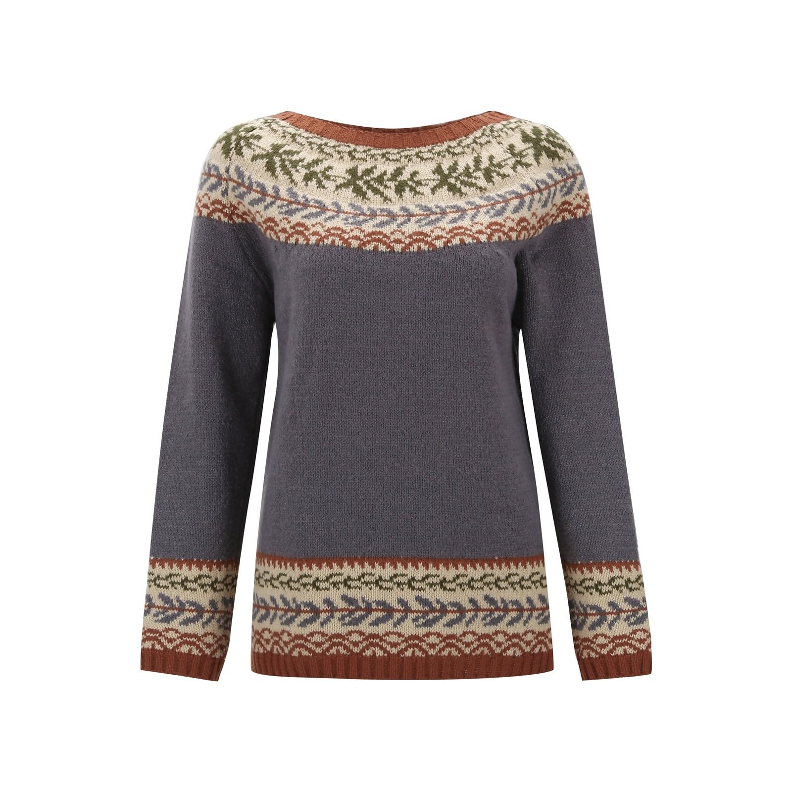 Womens Fair Isle Sweaters Fall Winter Trendy Vintage Sweater Seniors Crewneck Snowflake Knit Wool Pullover Tops 2025