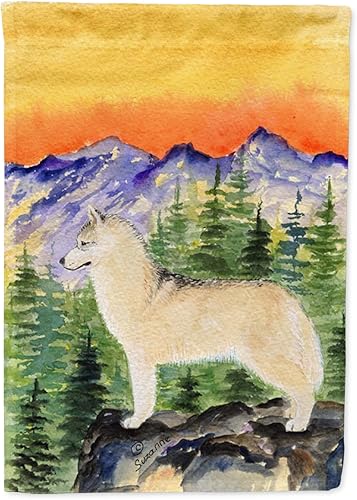 Caroline's Treasures SS8285GF Bandera de jardín de Husky siberiano para buzón, bandera decorativa para patio exterior, obras de arte de patio,