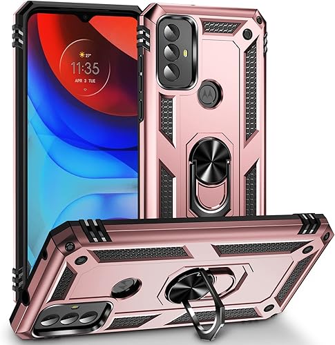 Funda de grado militar para Motorola Moto G Play 2023, anillo giratorio de metal 360 grados, soporte de soporte, armadura, resistente a prueba de