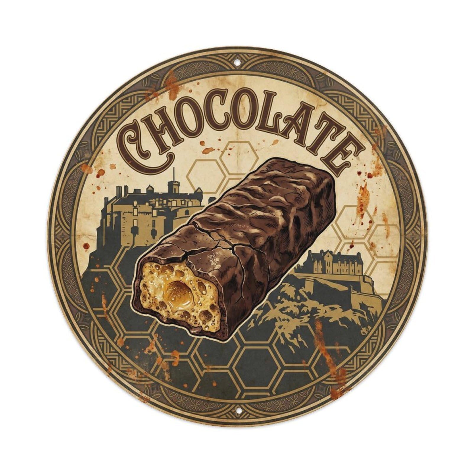 Okahys 8X8inch Classic Style British Cocoa Dessert Confectionery Market Nostalgic Metal Tin Sign