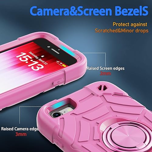 Miniatura 5 de KCJ Funda para iPhone SE 20222020, iPhone 8766S Funda, con 2×Protectores de PantallaSoporte de Anillo Silicona Suave+PC Duro Protección Completa del