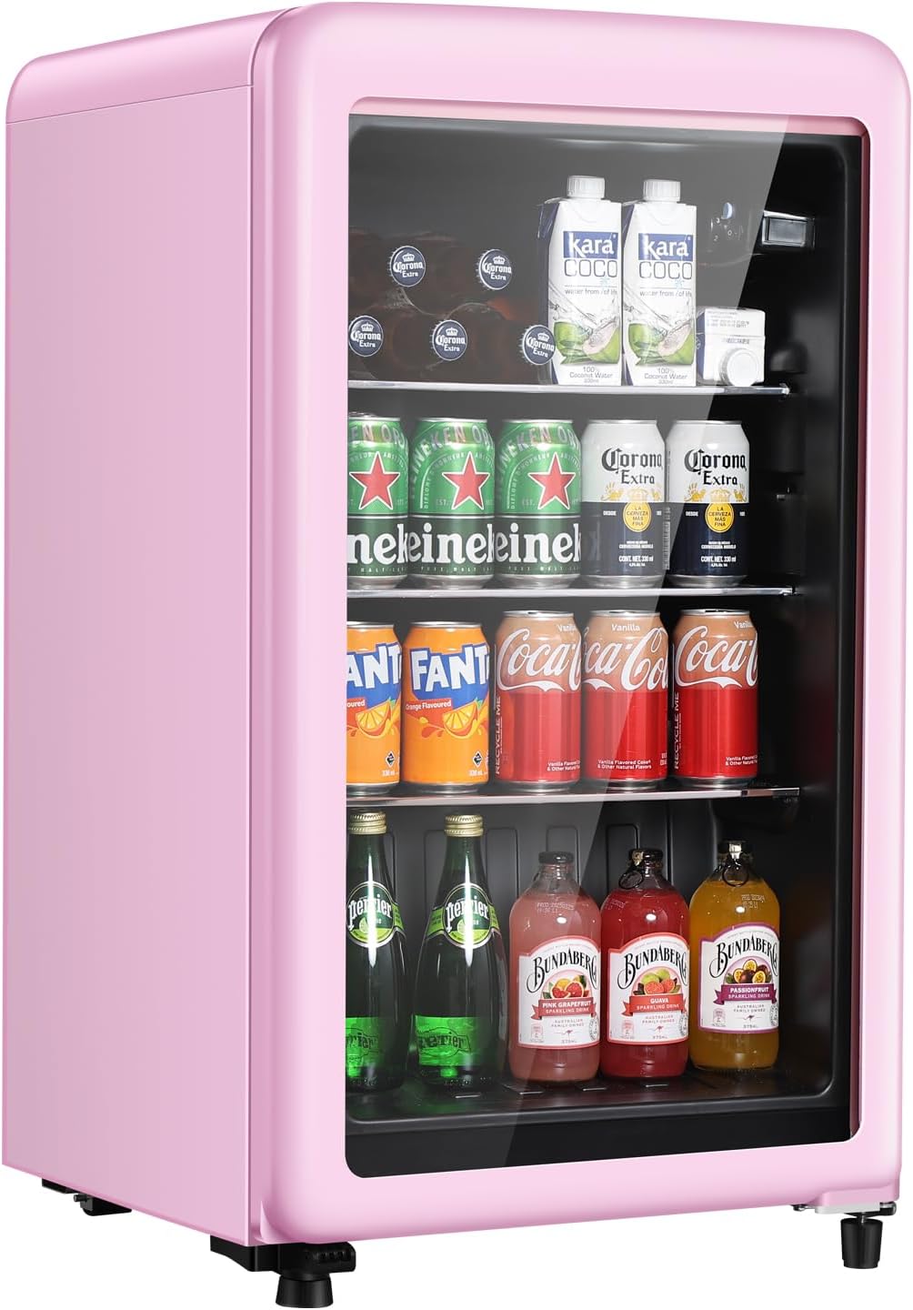 Refrigerador de bebidas retro, mini refrigerador de 3.2 pies cúbicos con puerta de vidrio, enfriador de bebidas independiente vintage para oficina,