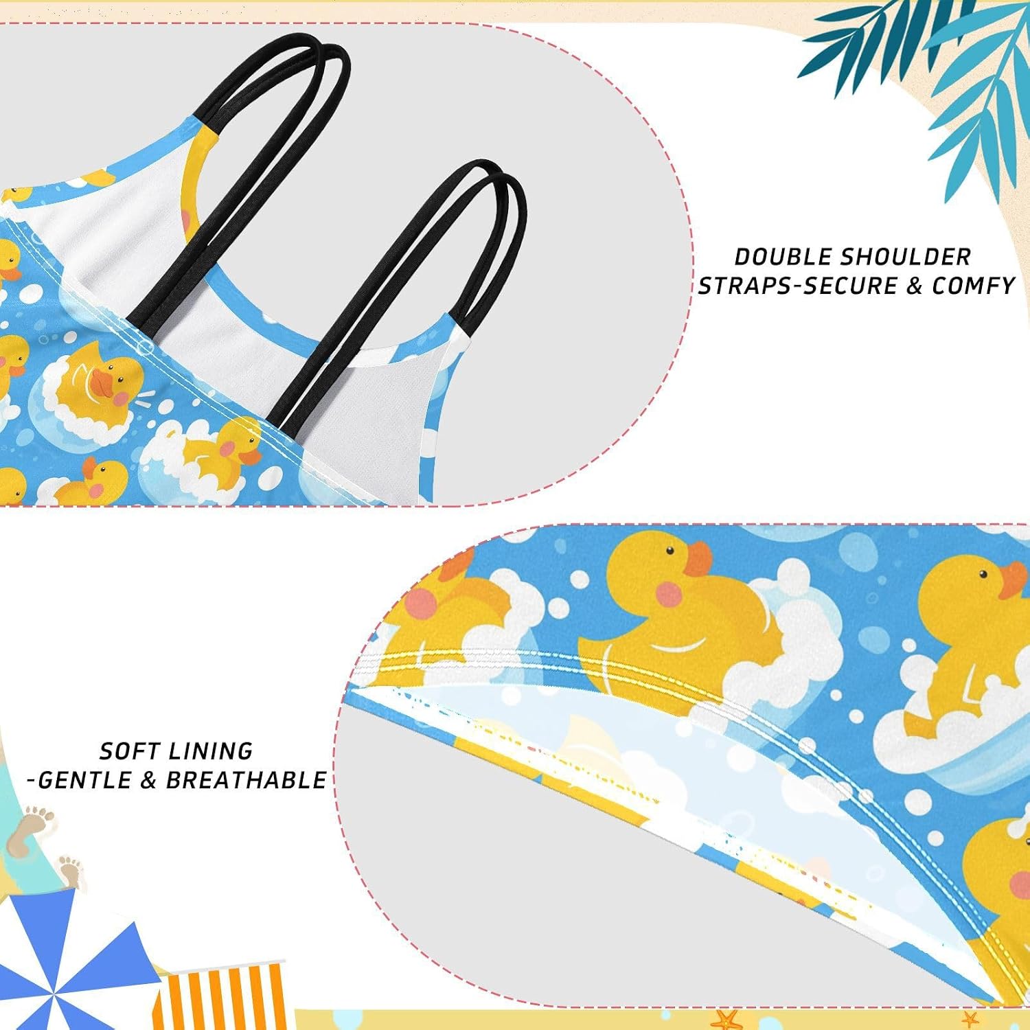 visesunny Girls Two Piece Swimsuits Cartoon Fat Duck Bubble Girl's Bikini Sets Bathing Suits for Girls Size 5-12Y