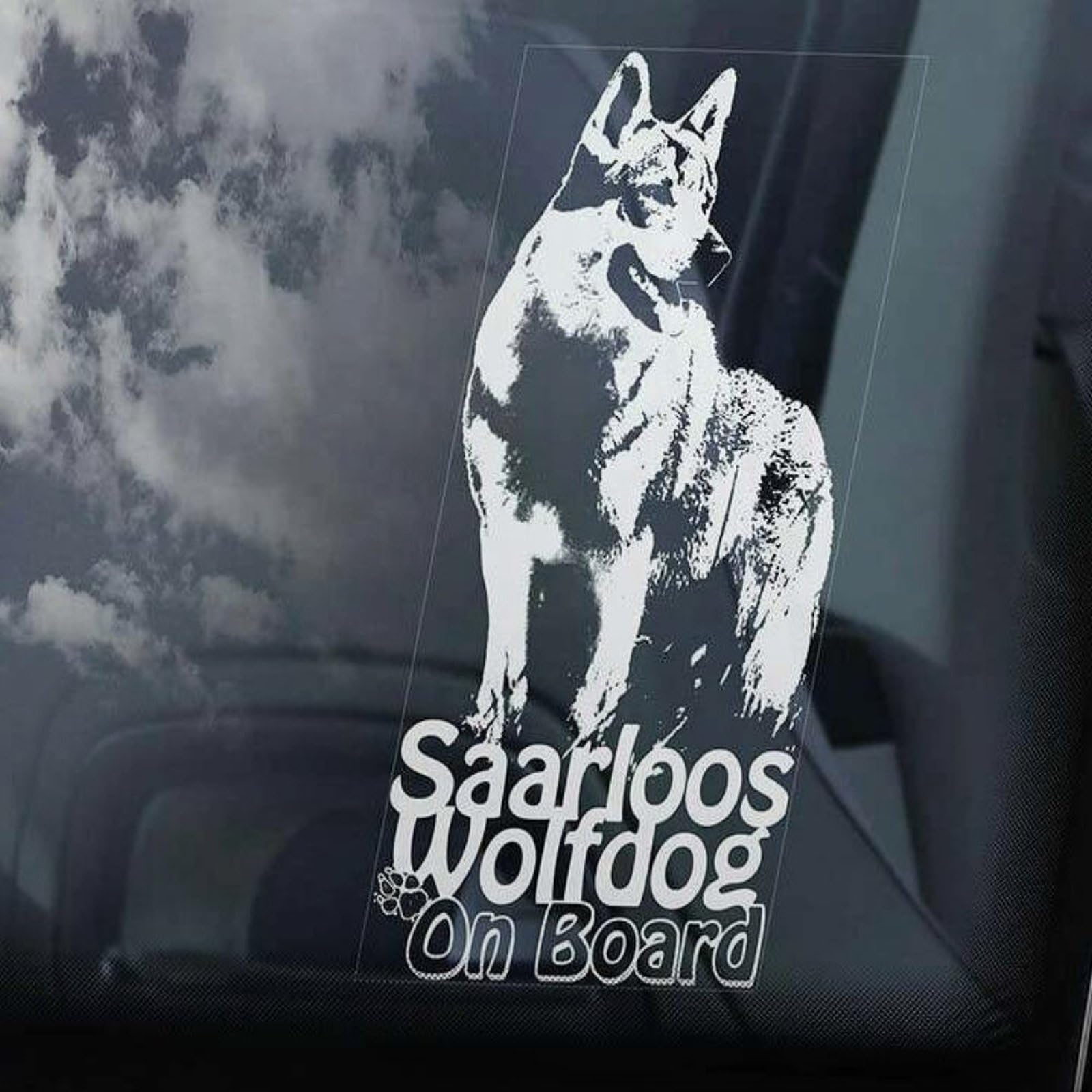 LMMIXEE Saarloos Wolfdog on Board Car Window Sticker Wolfhound Saarlooswolfhond Dog Sign Decal Dog Mom Dad Vinyl Die Cut Decals Funny Dog Bumper Stickers Saarloos Wolfdog Lover Gift