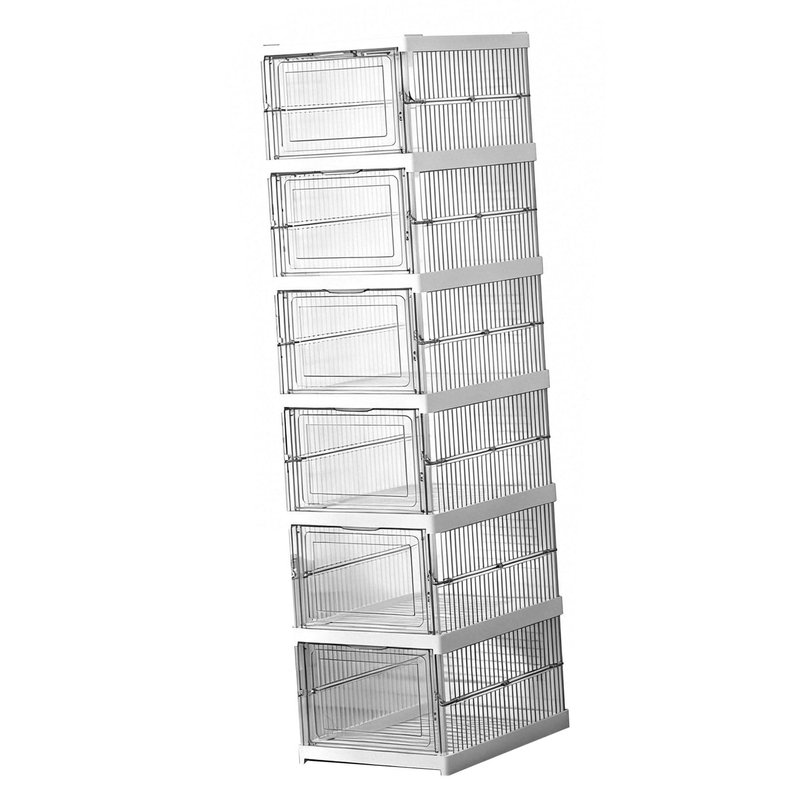 Sonew Caja de Almacenamiento de Zapatos Transparente de Plástico Resistente Paquete de 4 Unidades Apilables y Plegables con Tapa Ideal para Armario Guardar Zapatillas Botas y Calzado