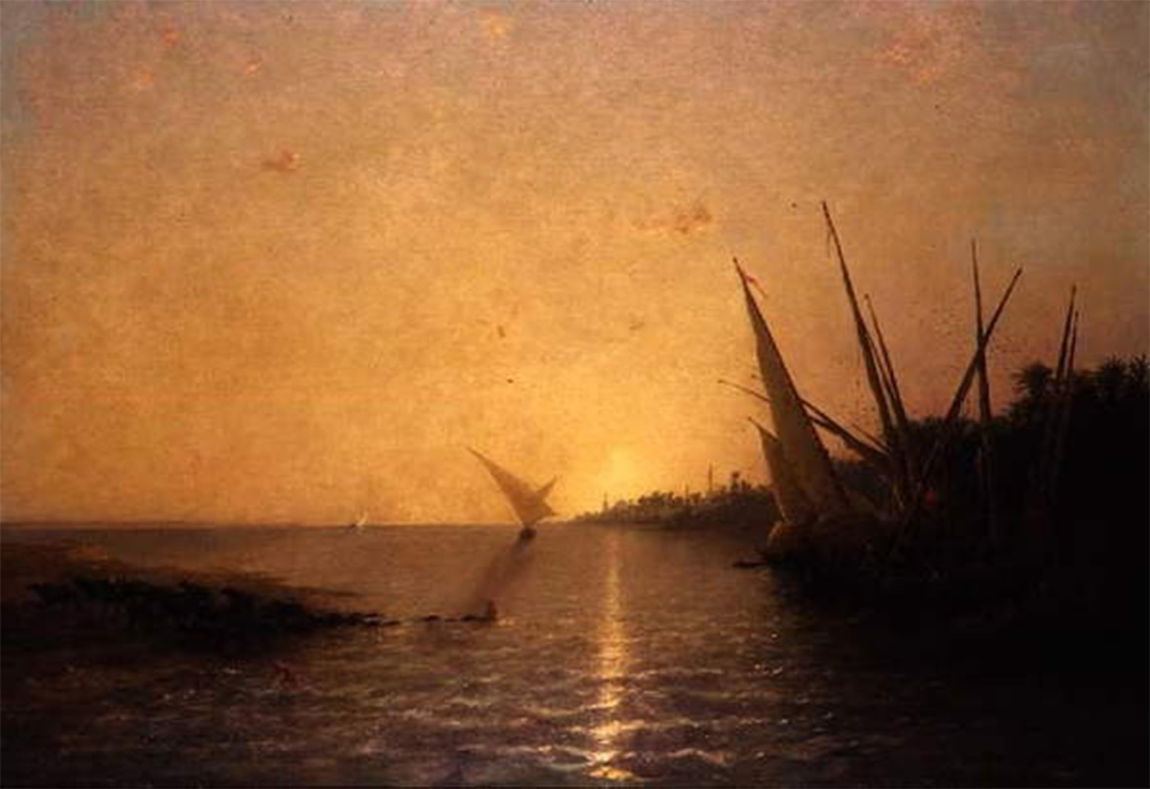 ARTXLXXBN Famous Prints Artwork Pictures Poster Painting Art on the Nile by Narcisse Berchere Artwork Landscape Pictures for Home Decor 60x90cm