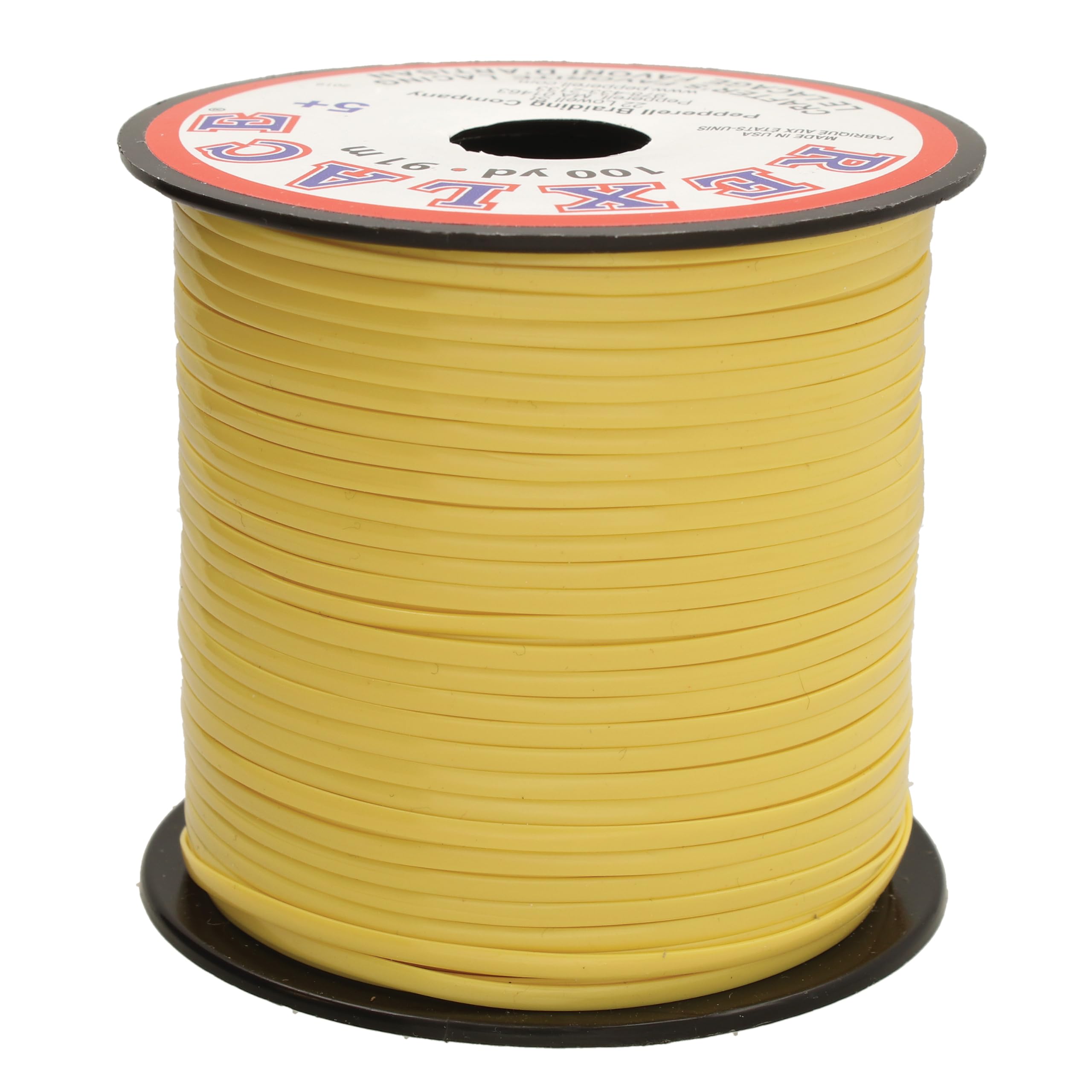 Rexlace Flat Plastic Lacing – Latex-Free Boondoggle Braiding Lanyard, Soft Yellow, 0.092" Wide, 0.035” Thick, 100 Yards (91 Meters)