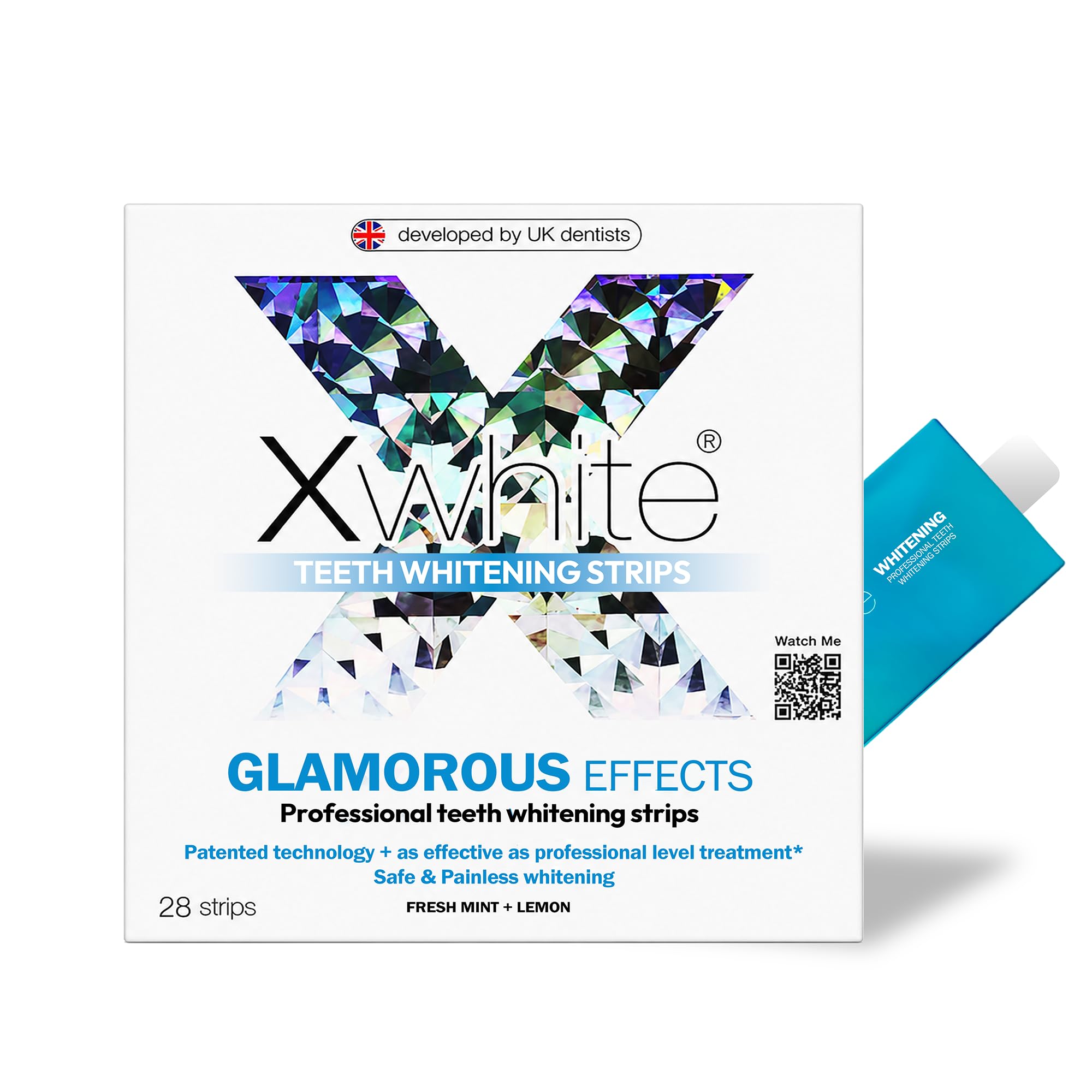 Xwhite 14 Day Teeth Whitening Kit -28 Strips - Halal Certified, Vegan, PAP+, Alcohol-Free, Peroxide-Free, Dissolving Strips for Sensitive Teeth (Glamourous Effect)