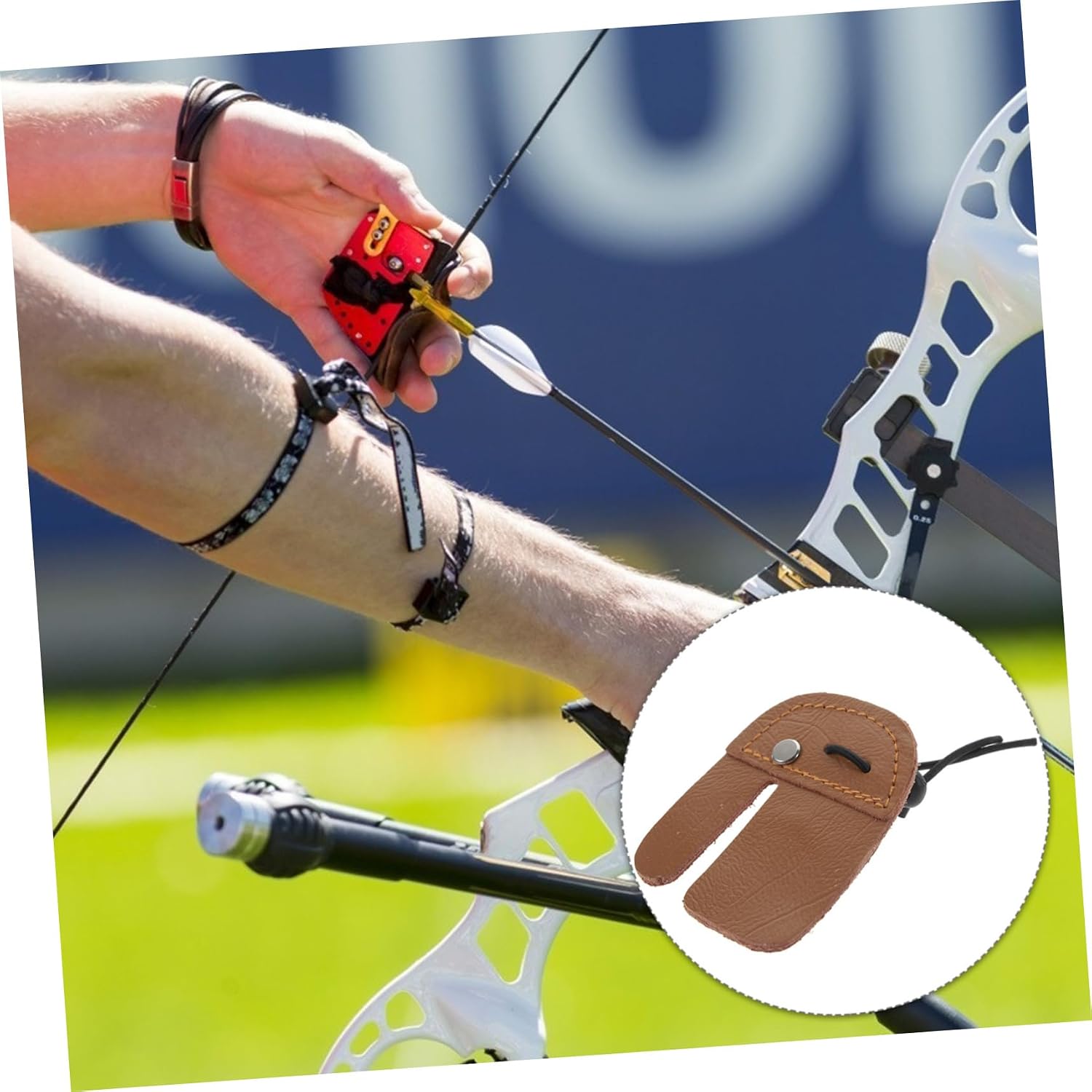 Kisangel Leather Finger Guards Archery Arm Guards Archery Accessory Finger Tab Toe Hunting Gloves Brace Stall