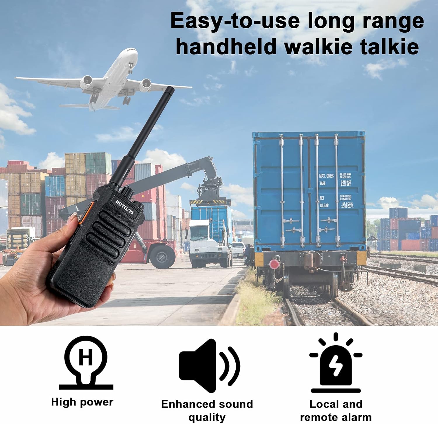 Retevis RT86 2 Way Radio Long Range with Earpiece, Professional Walkie Talkie High Power,Commercial Work Radio Bulk,Heavy Duty Two Way Radio Rechargeable, for Industry Construction Warehouse(10 Pack)