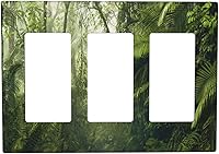 Vista 106 de Cubierta de interruptor de luz de 3 cuadrillas con diseño de flores azules púrpuras, cubierta de placa de pared de triple palanca, arbustos florales