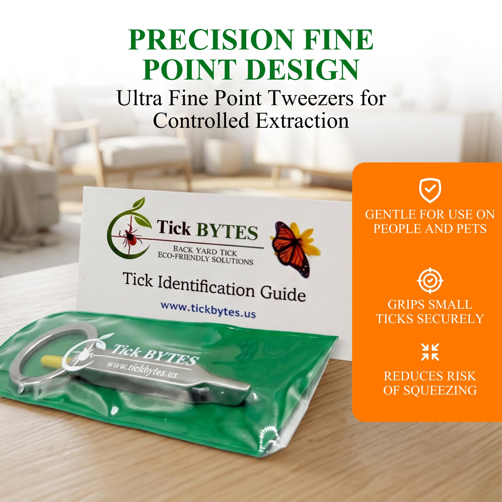 TickBYTES - Kit per la rimozione delle zecche, pinzette a punta fine in acciaio inox con lente d'ingrandimento e carta d'identità, strumento sicuro per rimuovere le zecche, portatile, essenziale per