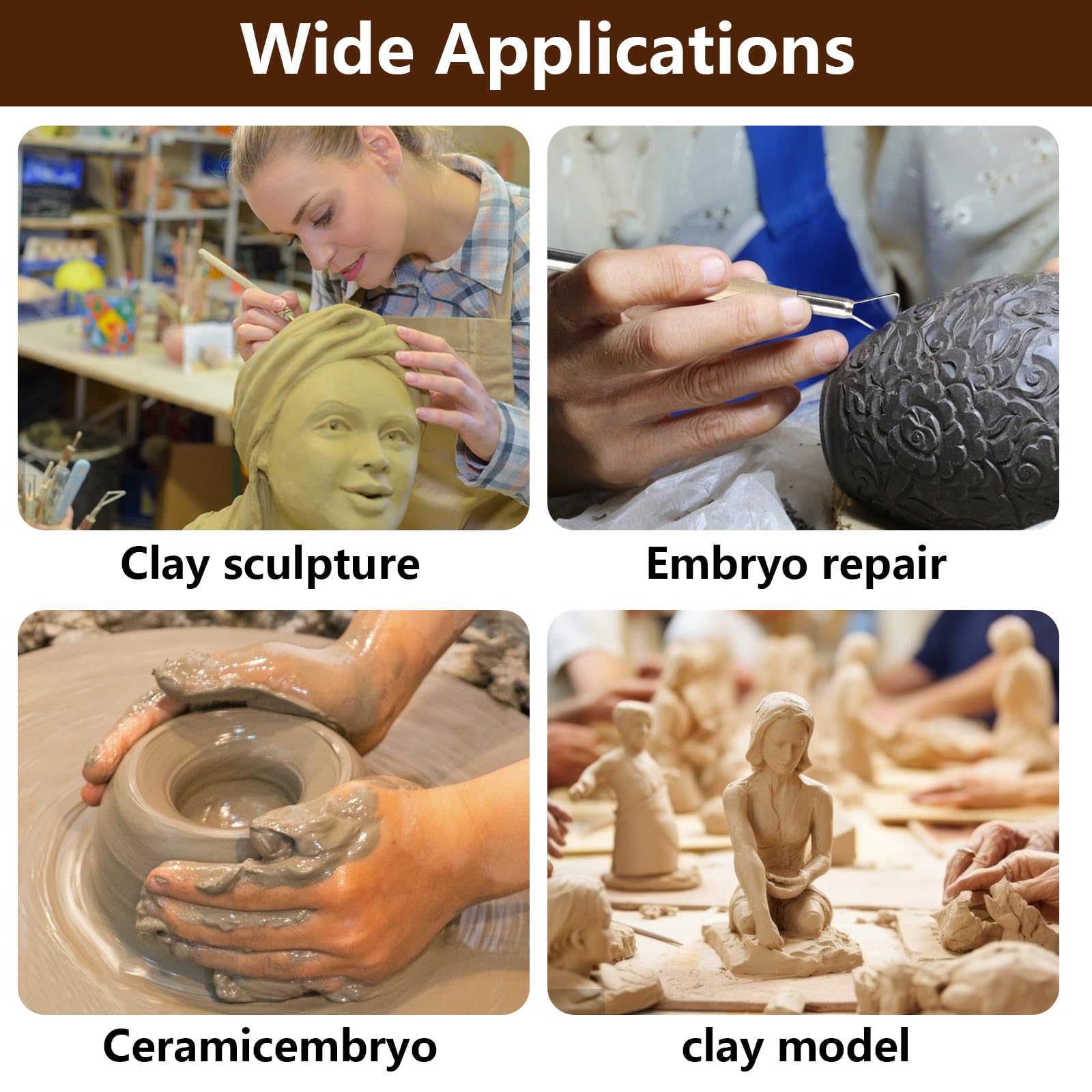12 Pcs Polymer Clay Tools Sculpting Tools, Ceramic Clay Tools Kit, Clay Modelling Tools Set - Image 3