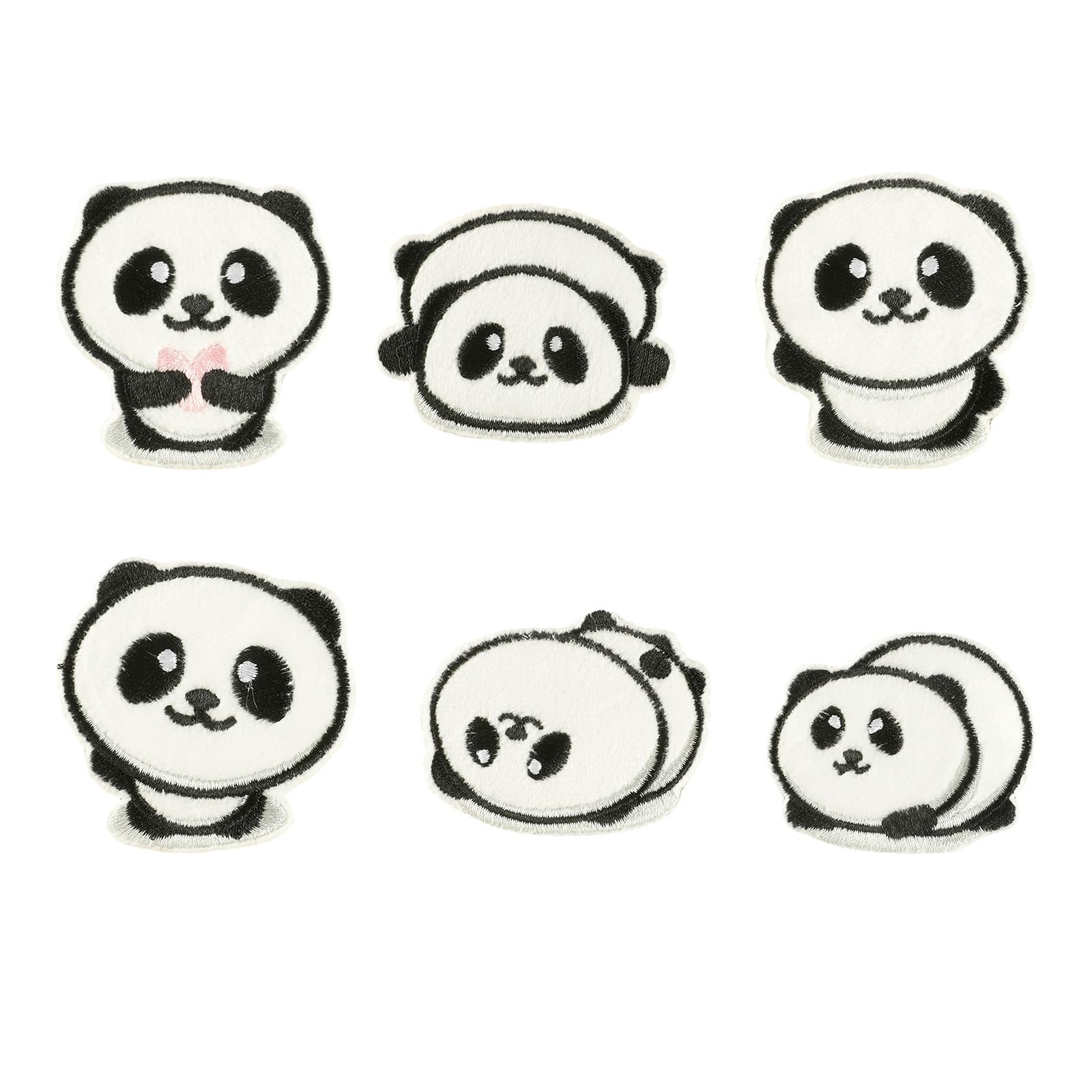 NEWFT 6 Pcs Animal Sew On/Iron on Patches Cartoon Panda Embroidered Patches Sewing Applique for Bag Decoration