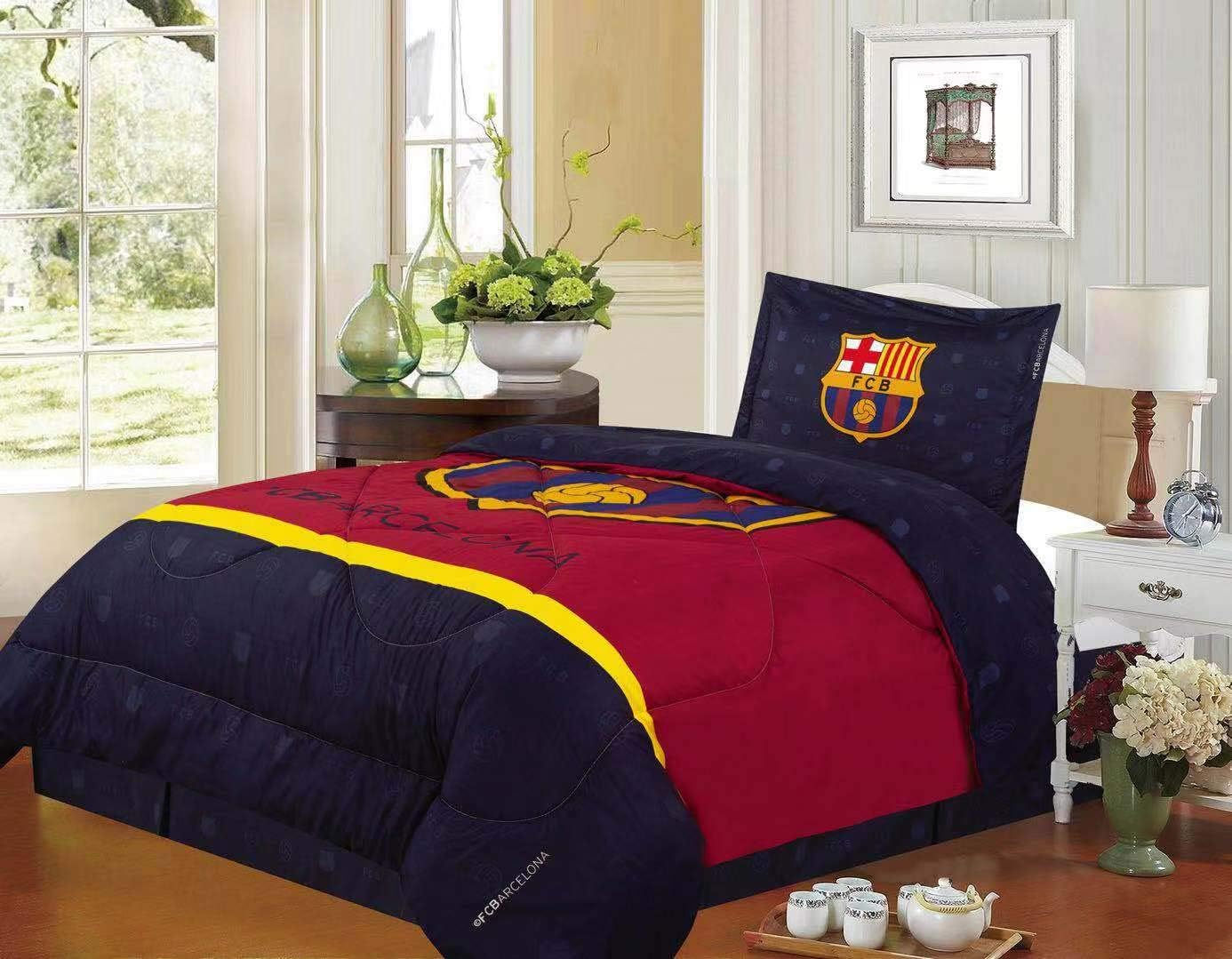 FCBarcelona Twin Size 3pc Comforter Set