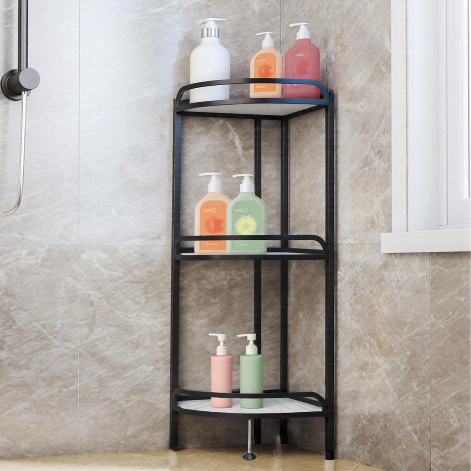 Étagère de douche d'angle sans perçage pour ranger sans abîmer le carrelage